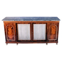 Antique 19th Century English Regency Rosewood Credenza Sideboard with Marble Top