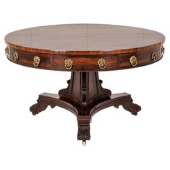 Antique 19th Century English Regency Rosewood Drum Table