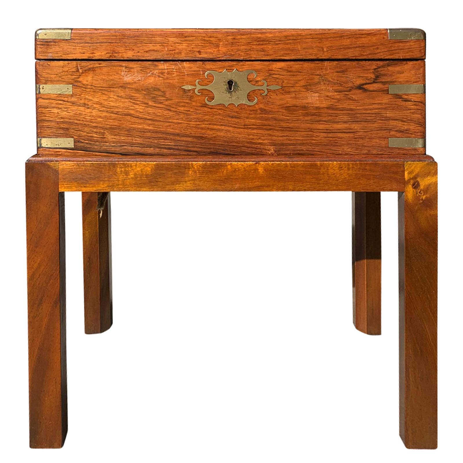 19th Century English Regency Rosewood Lap Desk with Inkwell, Custom Stand
