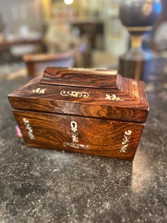 19th Century English Regency Rosewood & Mother of Pearl Tea Caddy