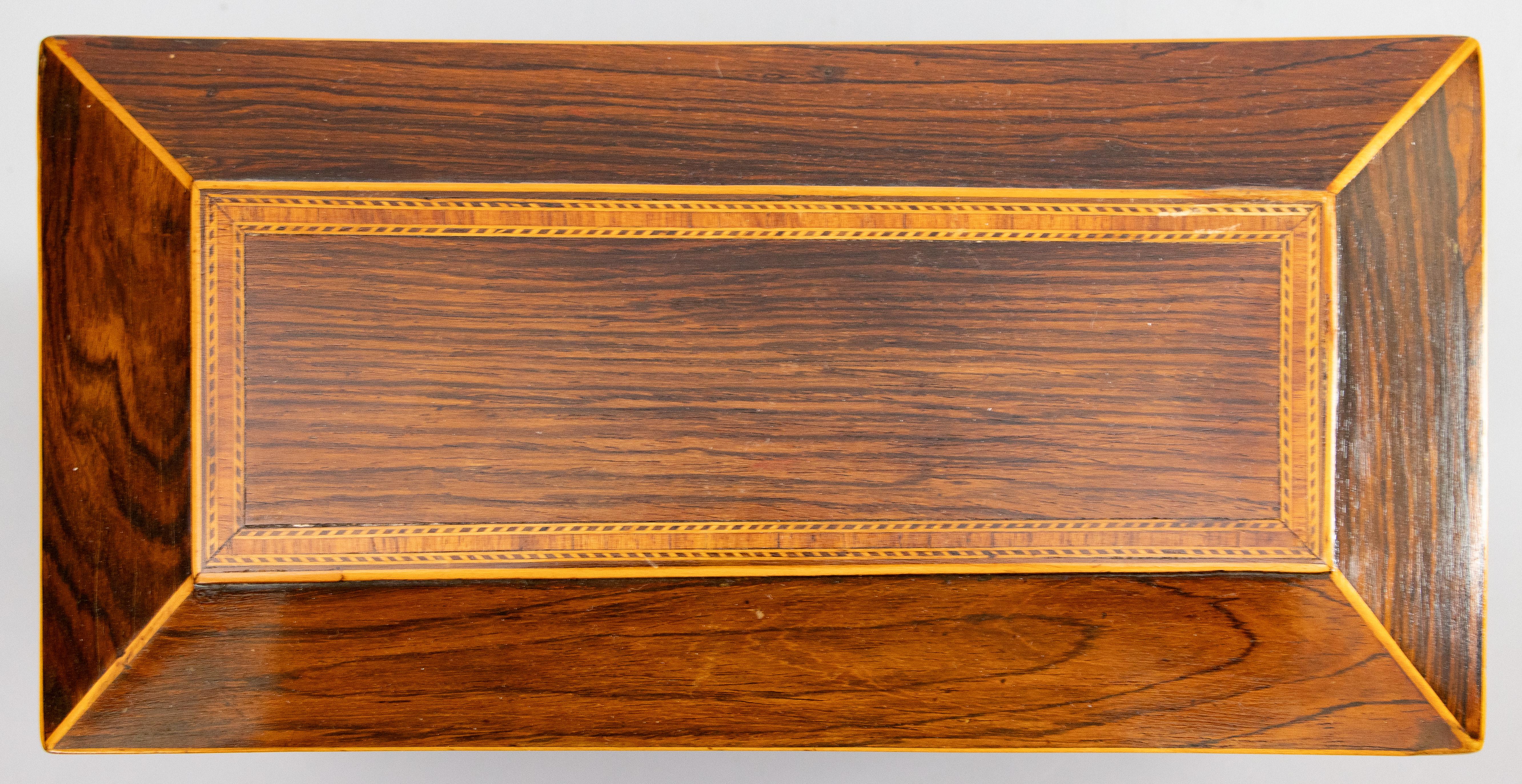 19th Century English Regency Rosewood Sarcophagus Casket Jewelry Box, Lock & Key For Sale 1