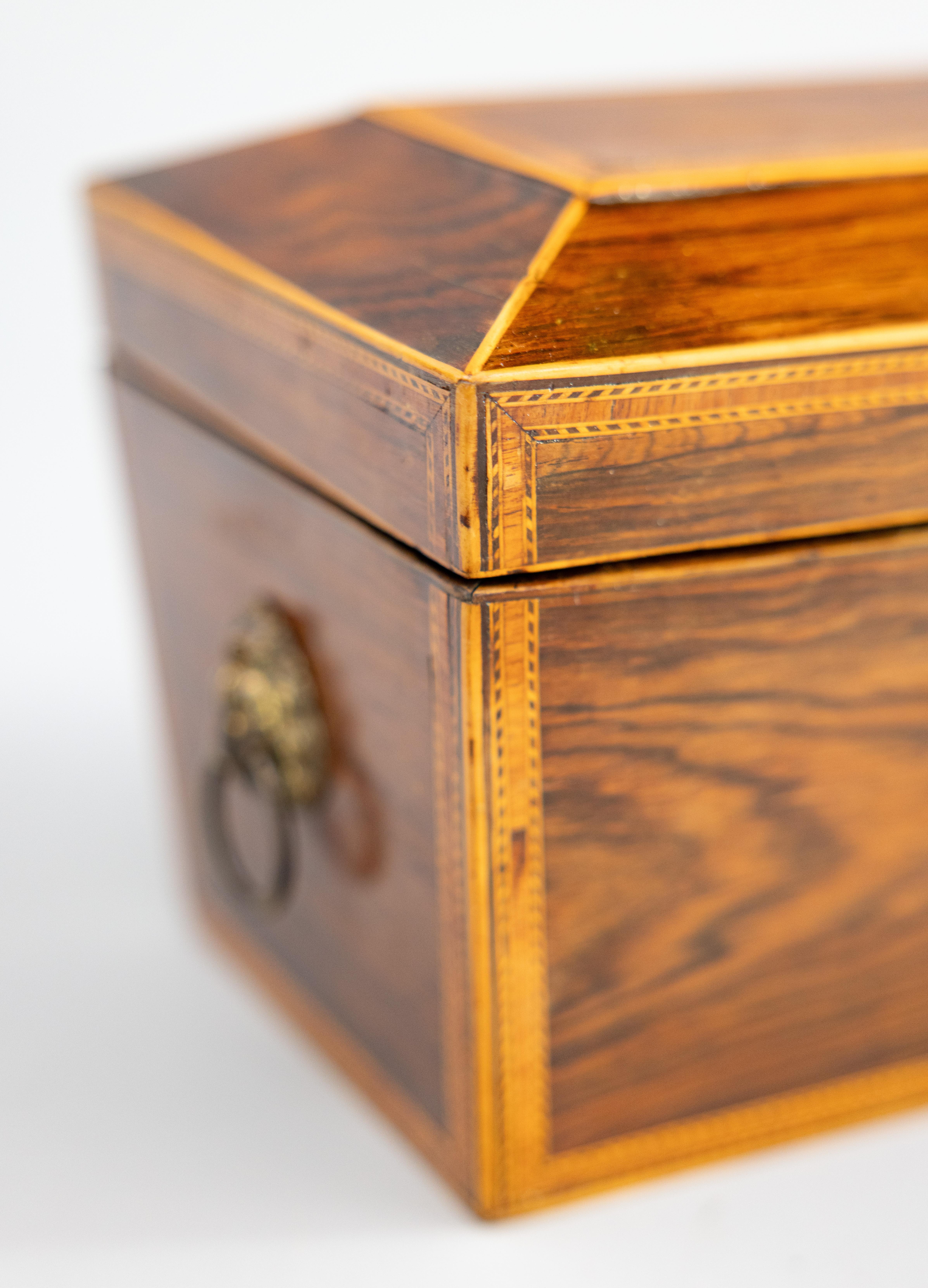 19th Century English Regency Rosewood Sarcophagus Casket Jewelry Box, Lock & Key For Sale 3