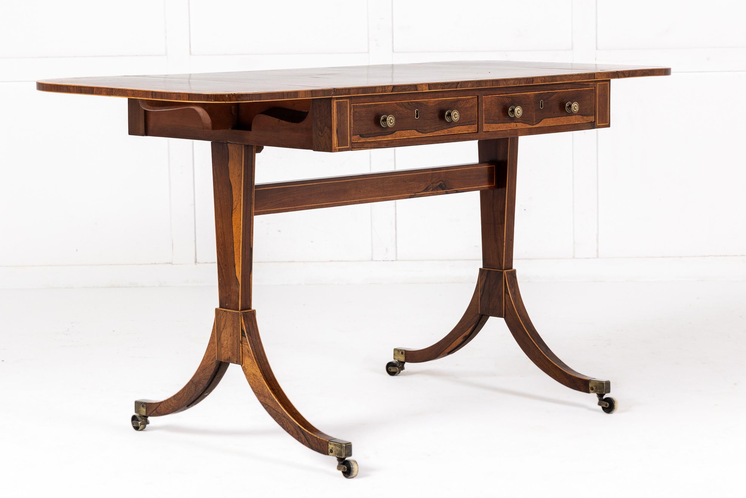 19th Century English Regency Rosewood Sofa Table For Sale 1