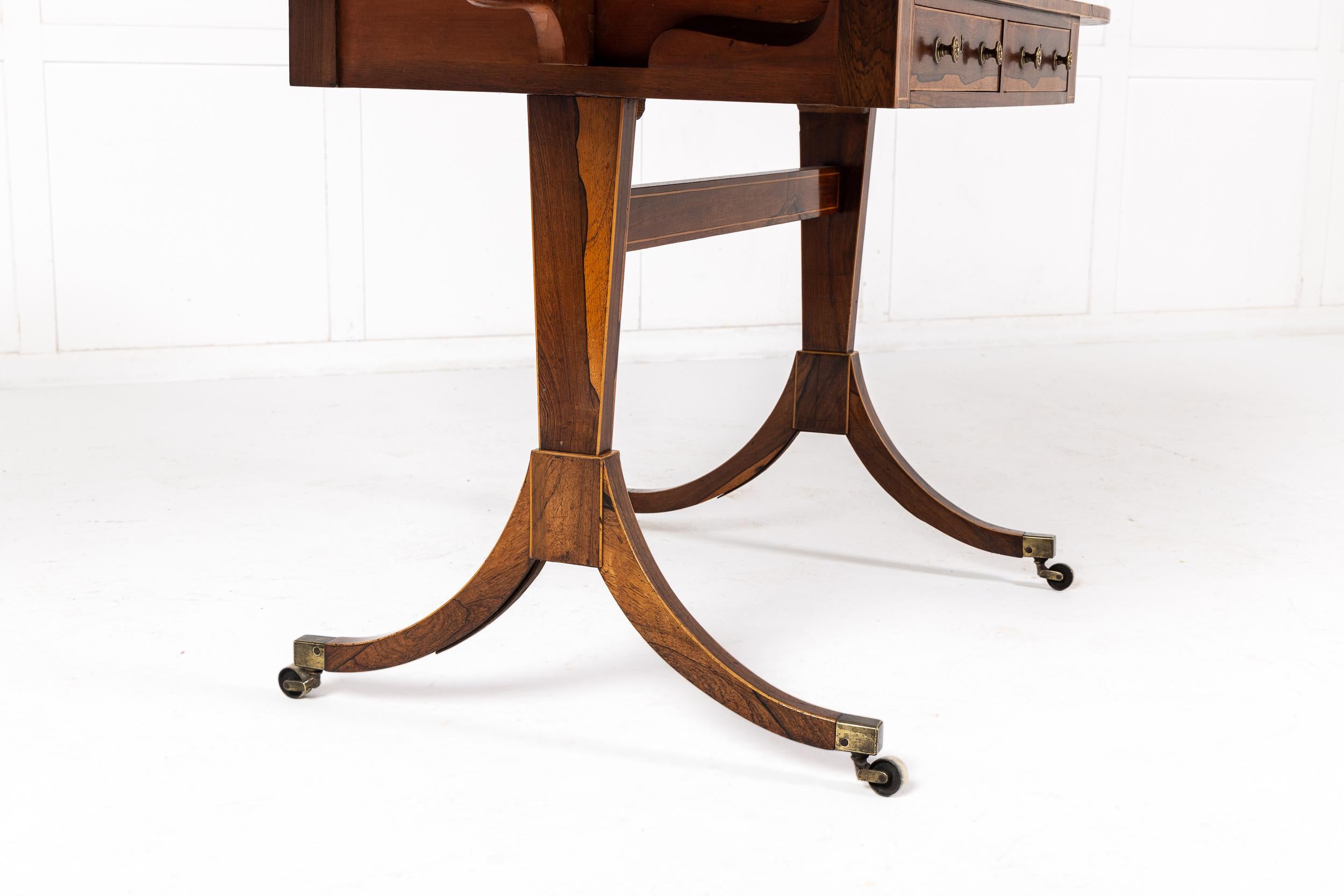 19th Century English Regency Rosewood Sofa Table For Sale 2