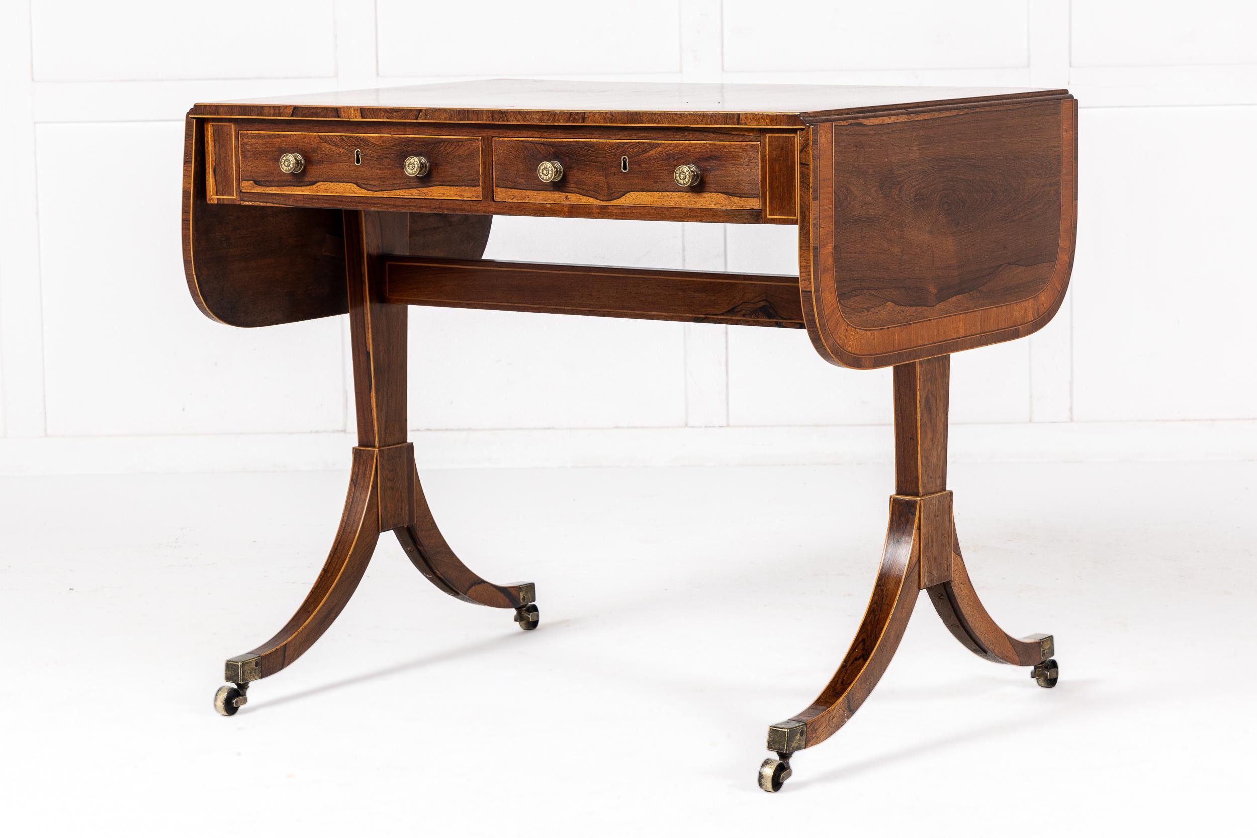 19th Century English Regency Rosewood Sofa Table For Sale 4