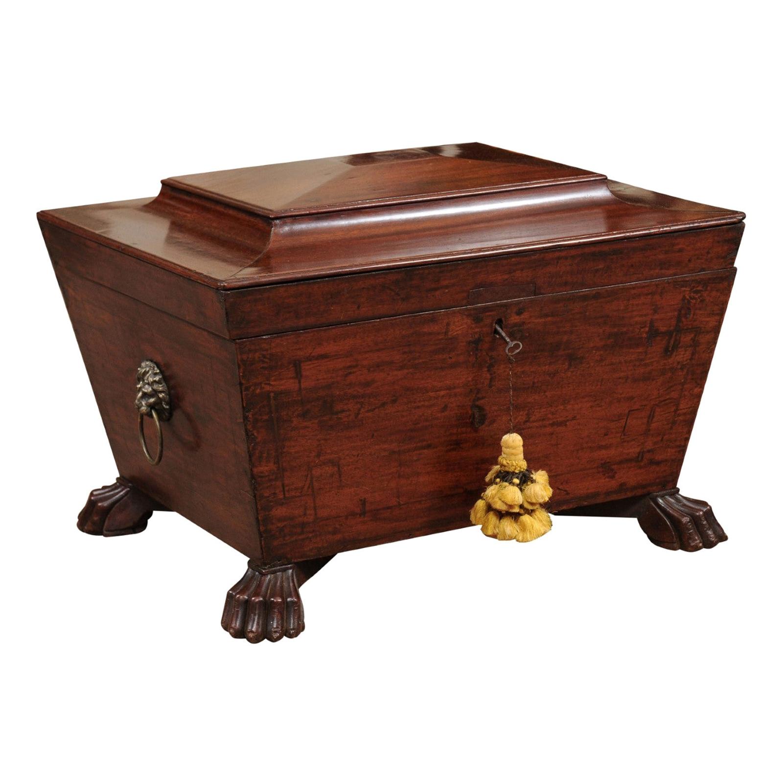 19th Century English Regency Sarcophagus-Form Cellarette in Mahogany For Sale