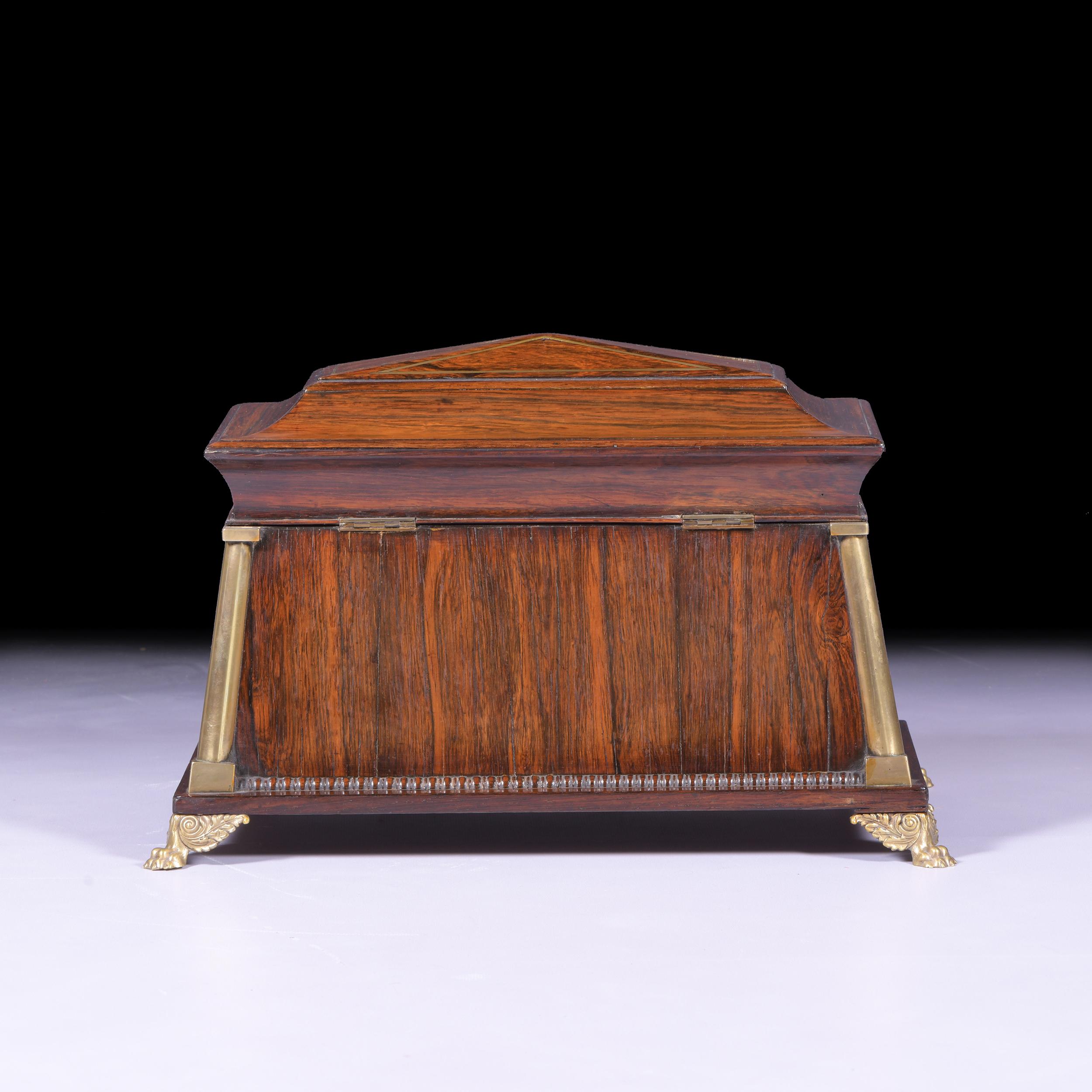 19th Century English Regency Sarcophagus Shaped Tea Caddy For Sale 1