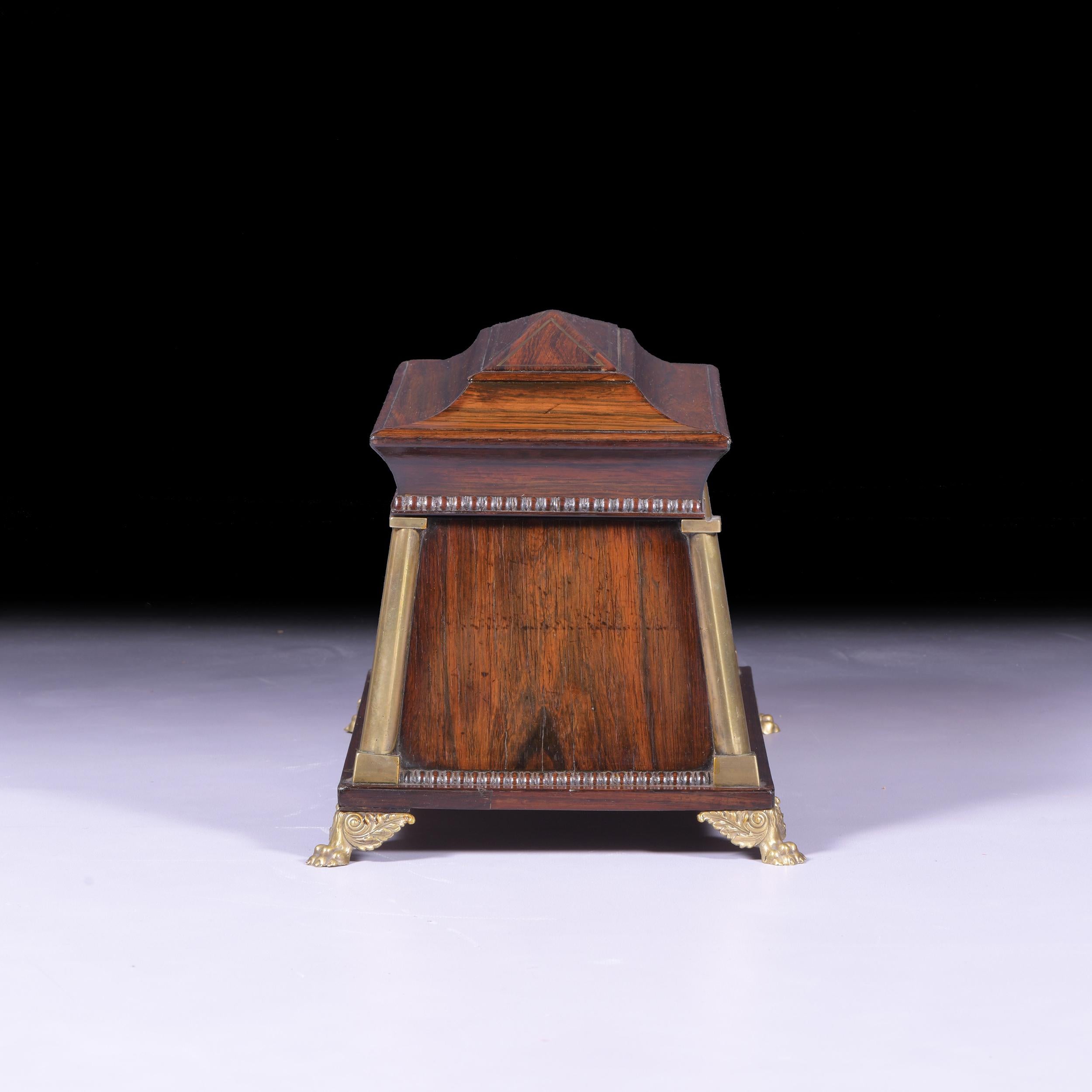 19th Century English Regency Sarcophagus Shaped Tea Caddy For Sale 2