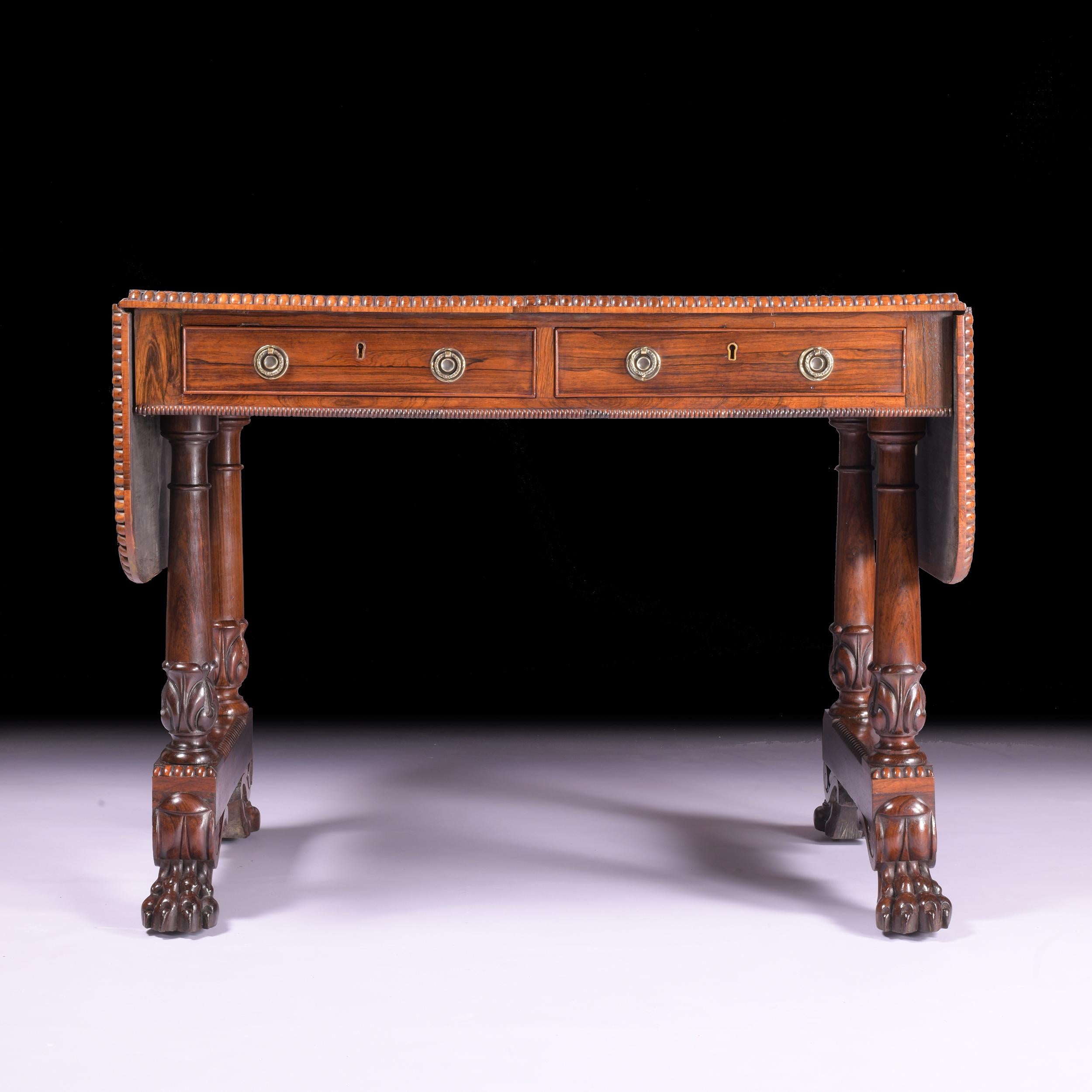 Anglais Canapé/table de bibliothèque Regency anglais du 19ème siècle en vente