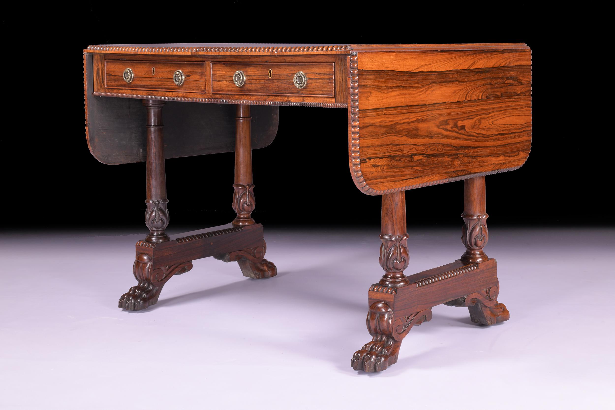 Wood 19th Century English Regency Sofa / Library Table For Sale