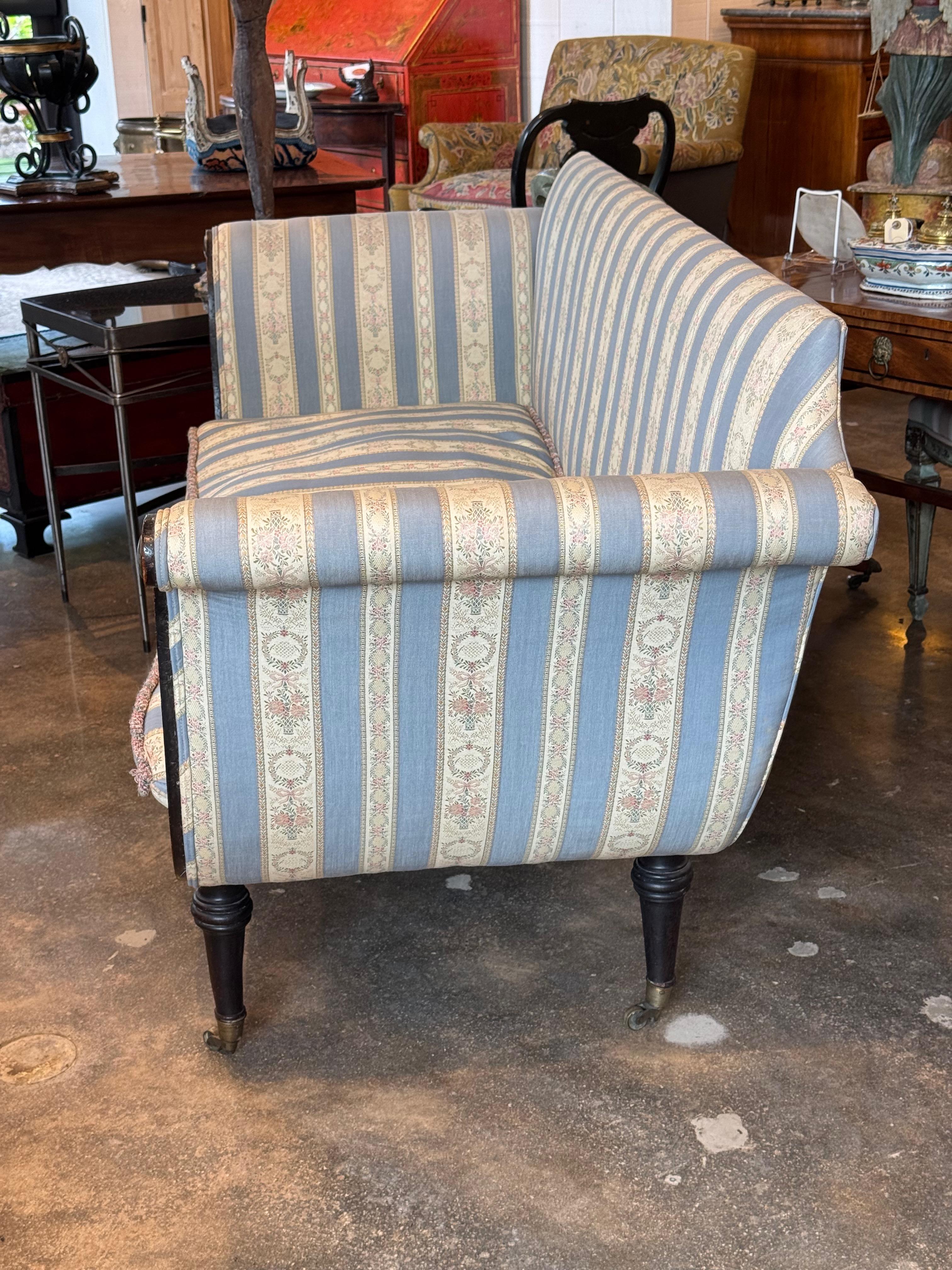 19th Century English Regency Sofa With Striped Upholstery 7
