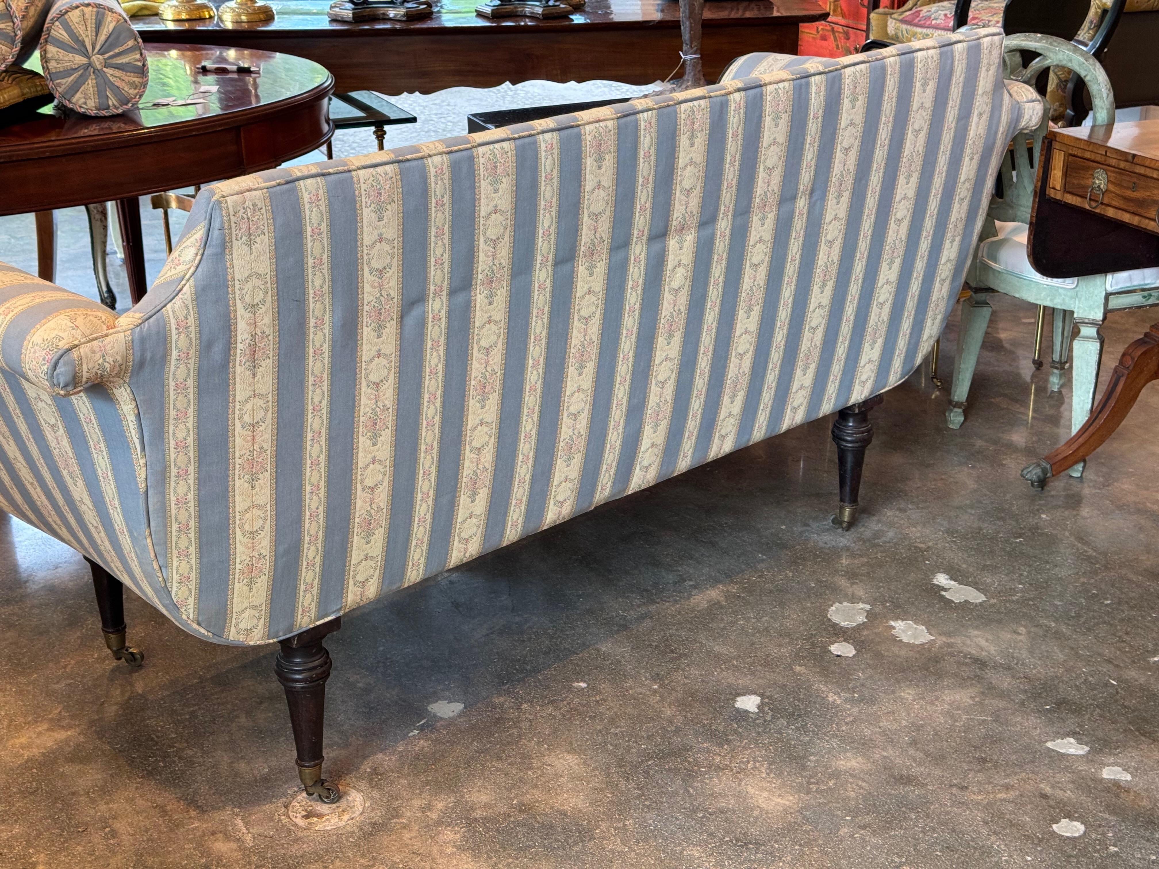 19th Century English Regency Sofa With Striped Upholstery 8