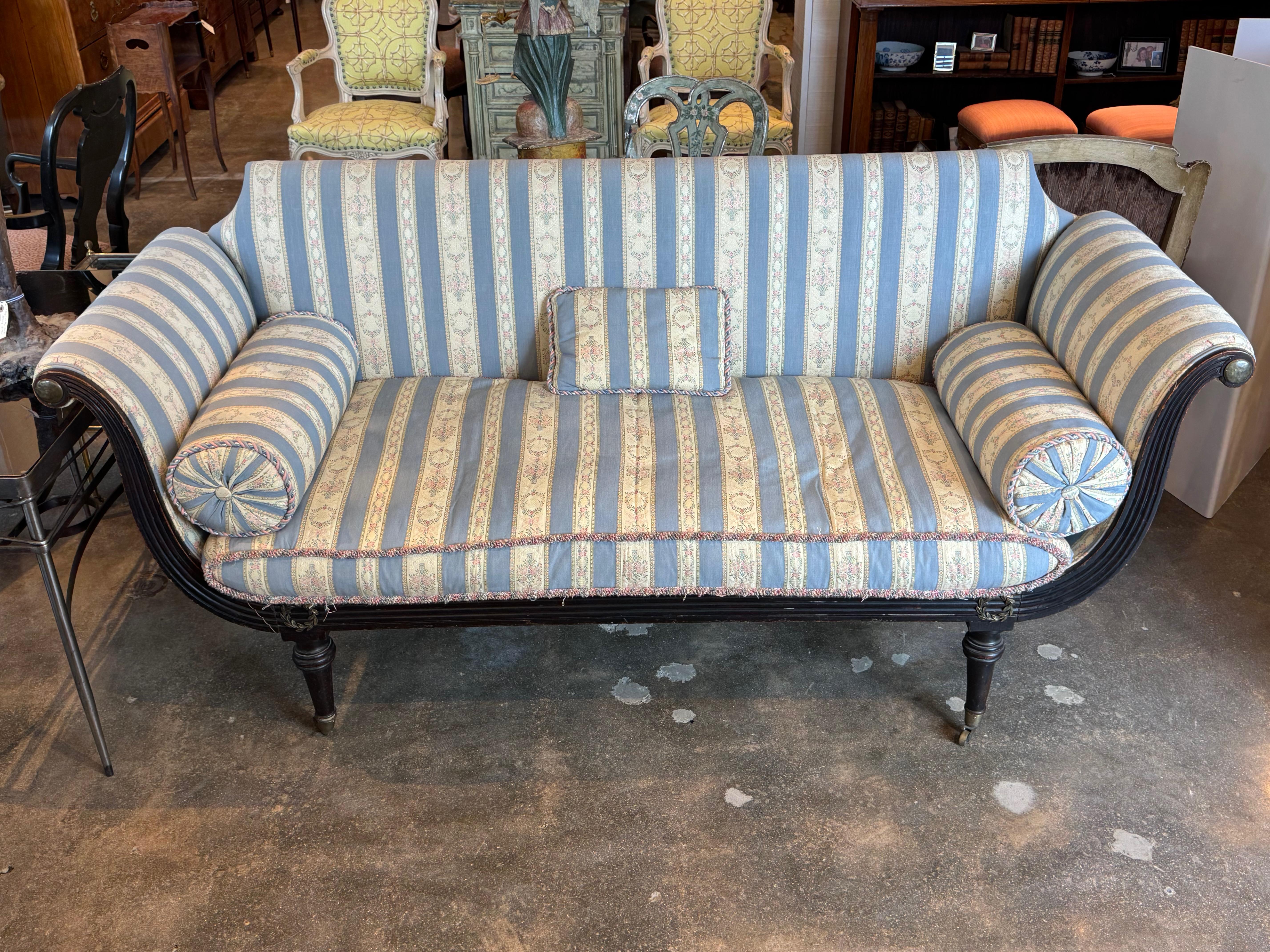 British 19th Century English Regency Sofa With Striped Upholstery