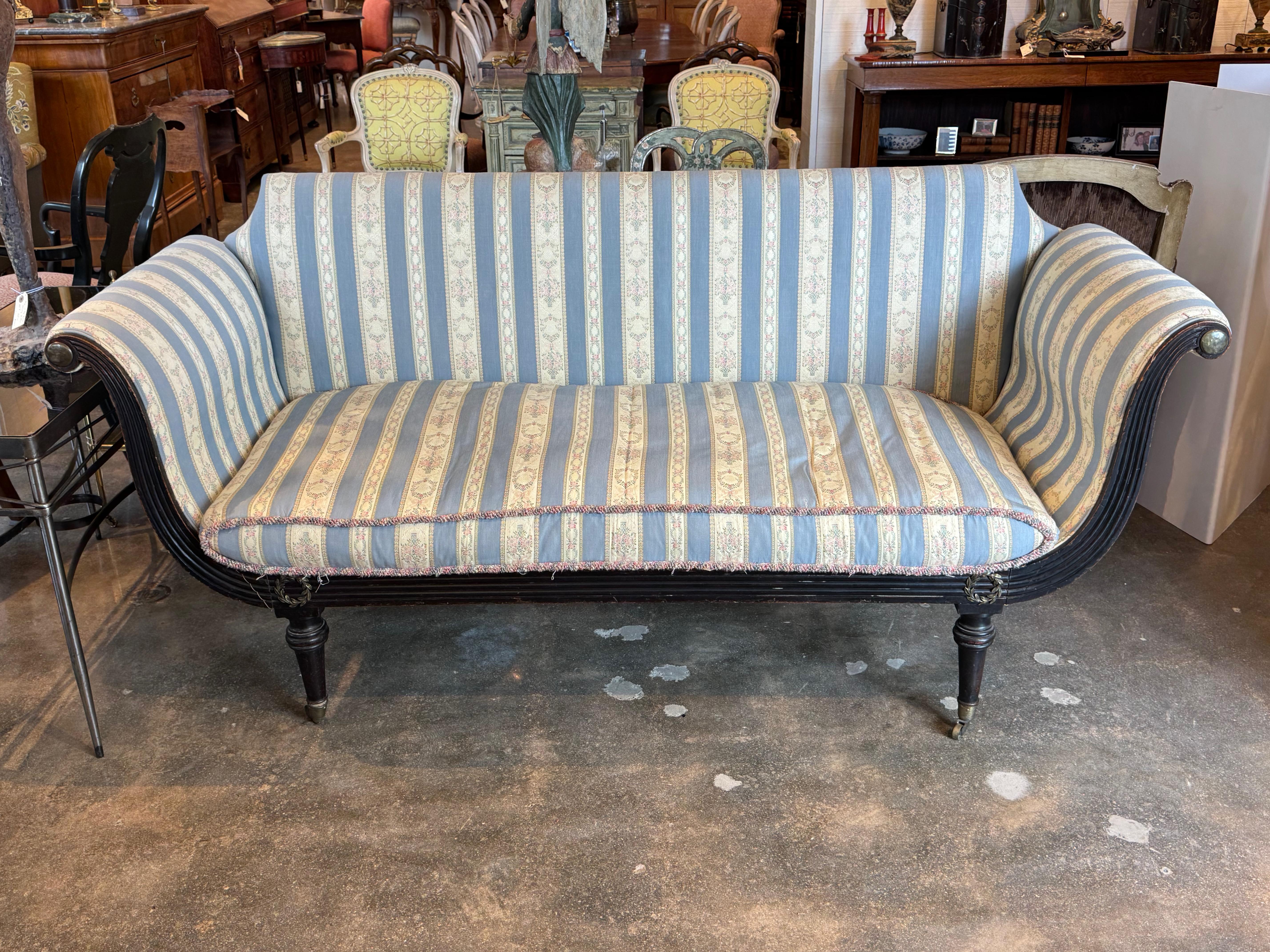 19th Century English Regency Sofa With Striped Upholstery 5