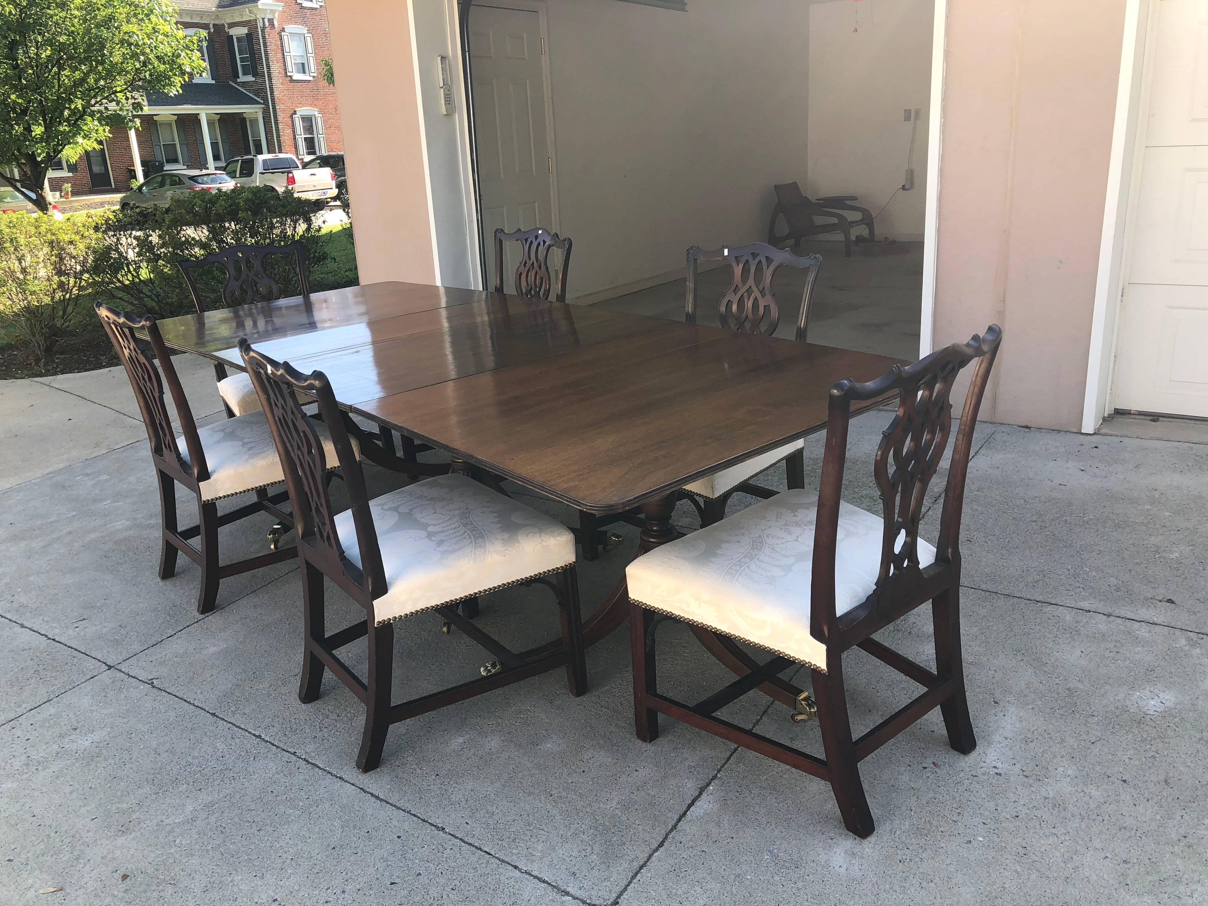 19th Century English Regency Solid Mahogany Three-Piece Banquet Table 3