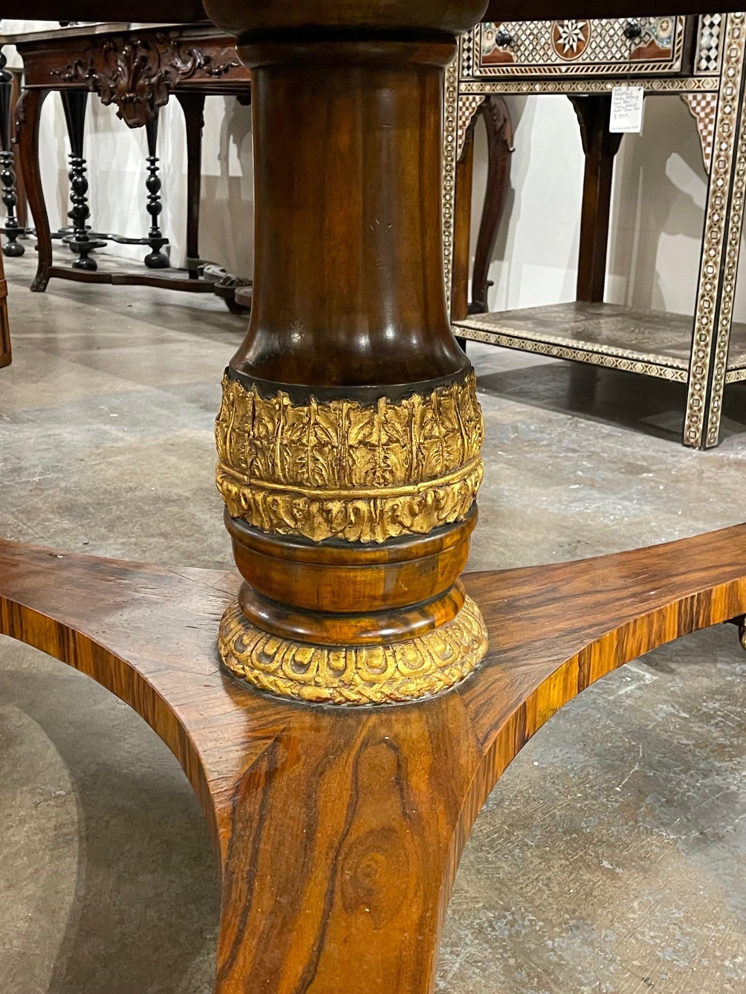 19th Century English Regency Style Black Walnut Table and Gilt Center Table 2