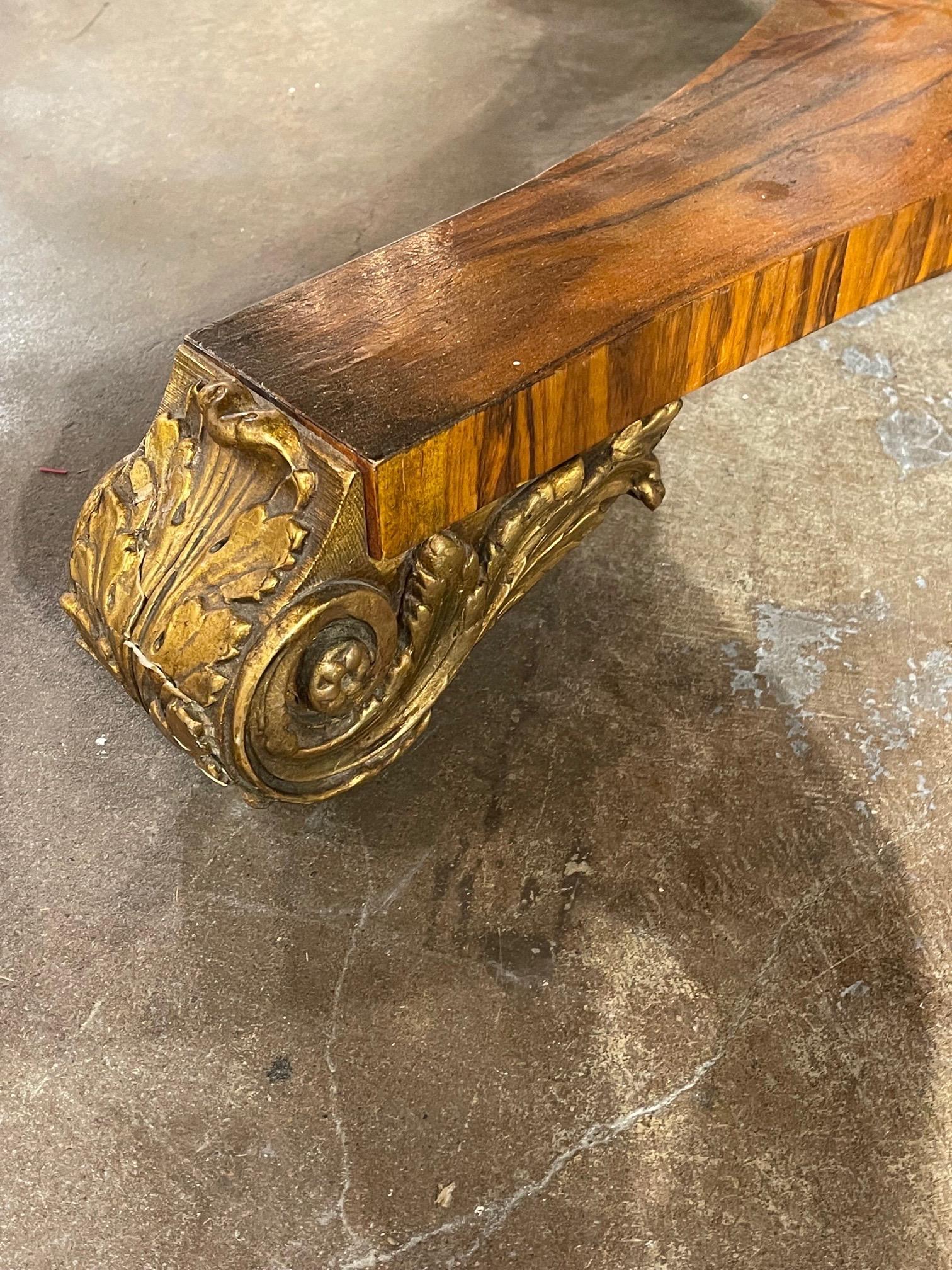 19th Century English Regency Style Black Walnut Table and Gilt Center Table 4