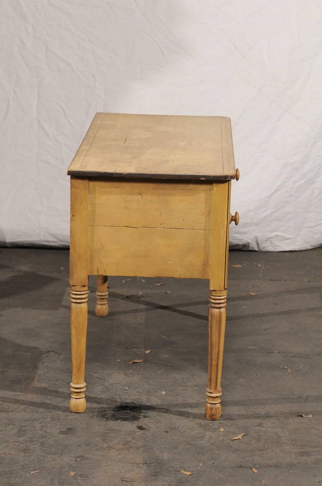 19th Century English Regency Style Cream Painted Table with Drawers 2