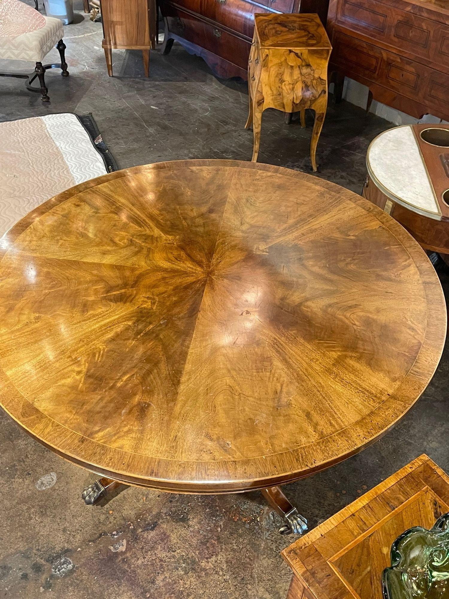 19th Century English Regency Style Flame Mahogany Center Table In Good Condition In Dallas, TX