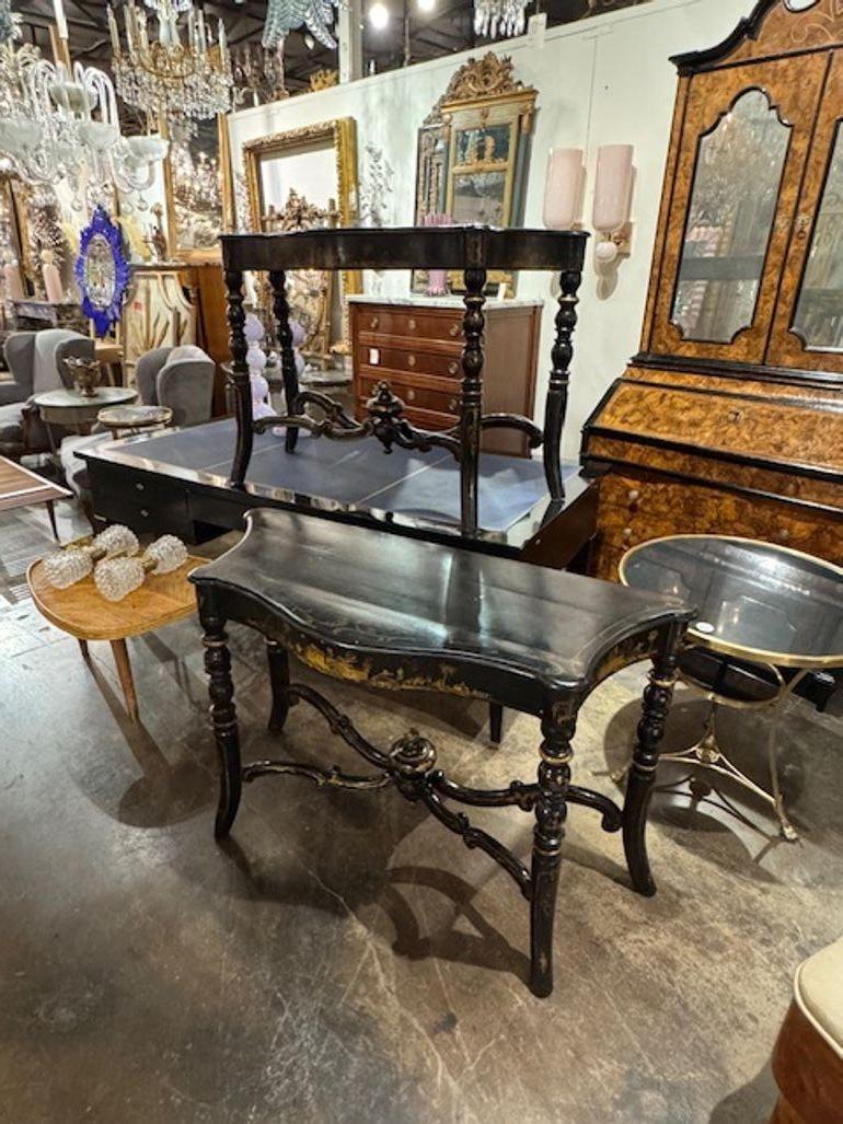 19th Century English Regency Style Hand Painted Chinoiserie Consoles For Sale 5