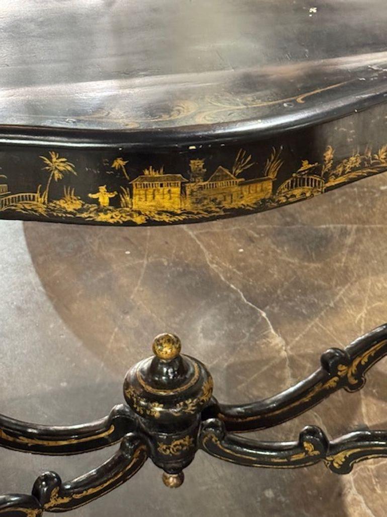 19th Century English Regency Style Hand Painted Chinoiserie Consoles For Sale 1