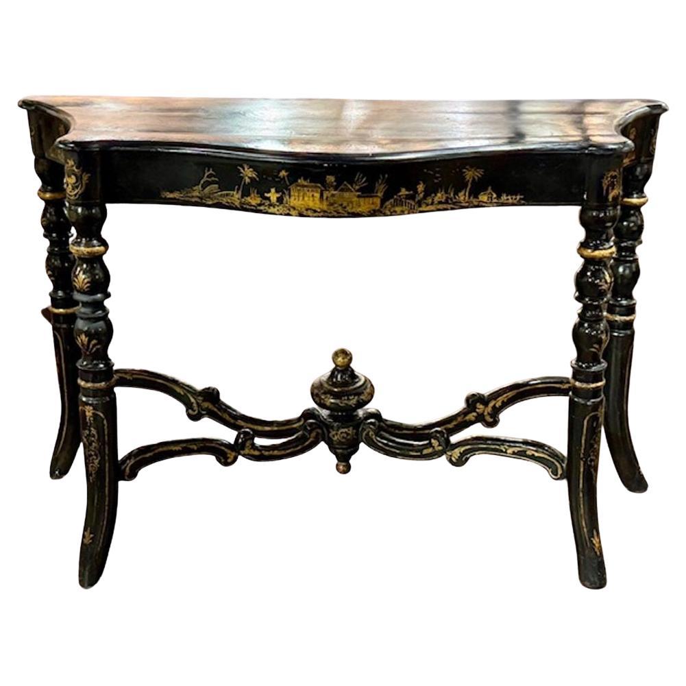 19th Century English Regency Style Hand Painted Chinoiserie Consoles