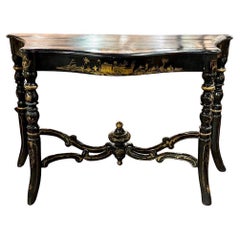 19th Century English Regency Style Hand Painted Chinoiserie Consoles
