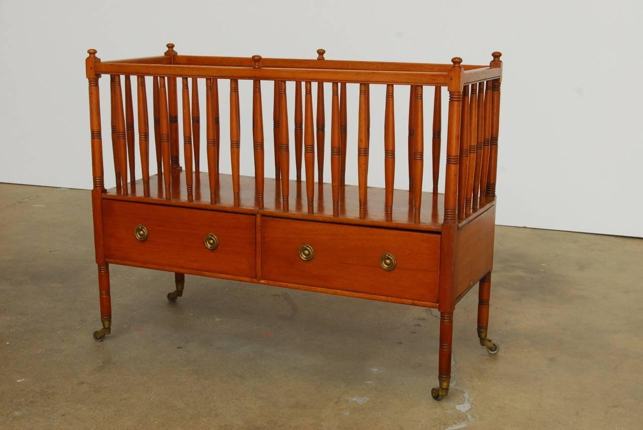 Hand-Crafted 19th Century English Regency Style Mahogany Canterbury For Sale