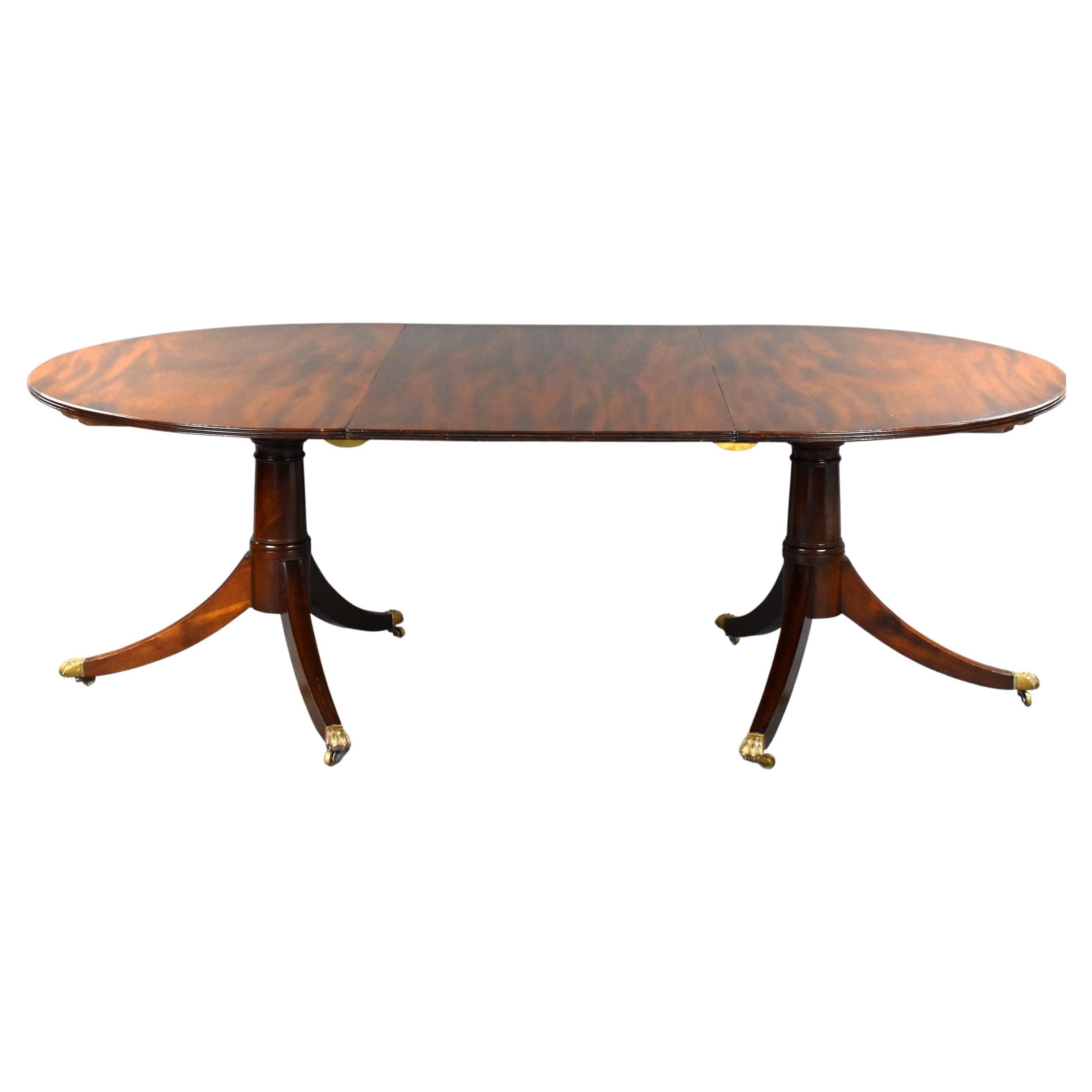 19th Century English Regency Style Mahogany Pedestal Dining Table