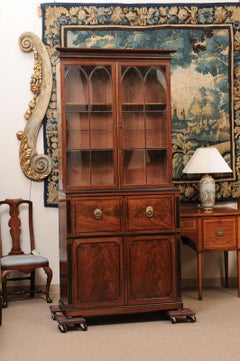 19th Century English Regency Style Mahogany Secretary Bookcase