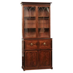 19th Century English Regency Style Mahogany Secretary Bookcase