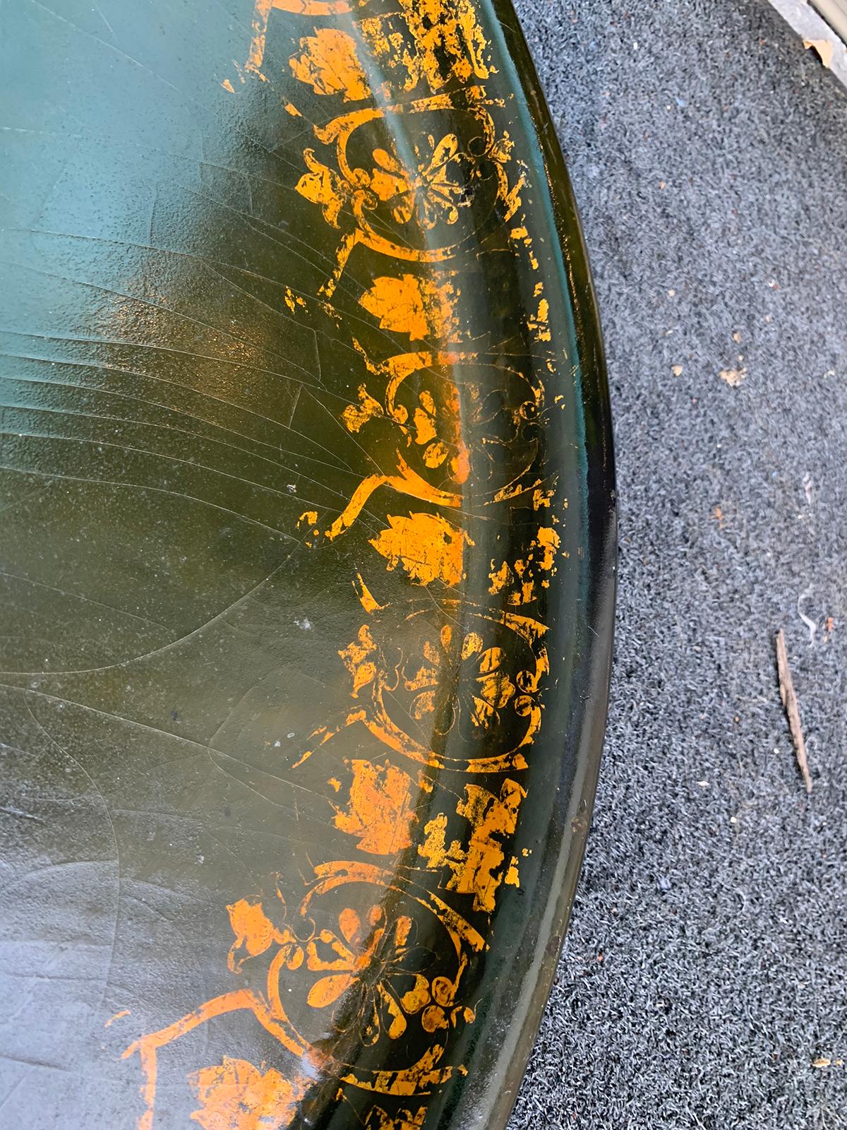 19th century English Regency Style Papier-mâché Tray with decorative Chinoiserie trim.