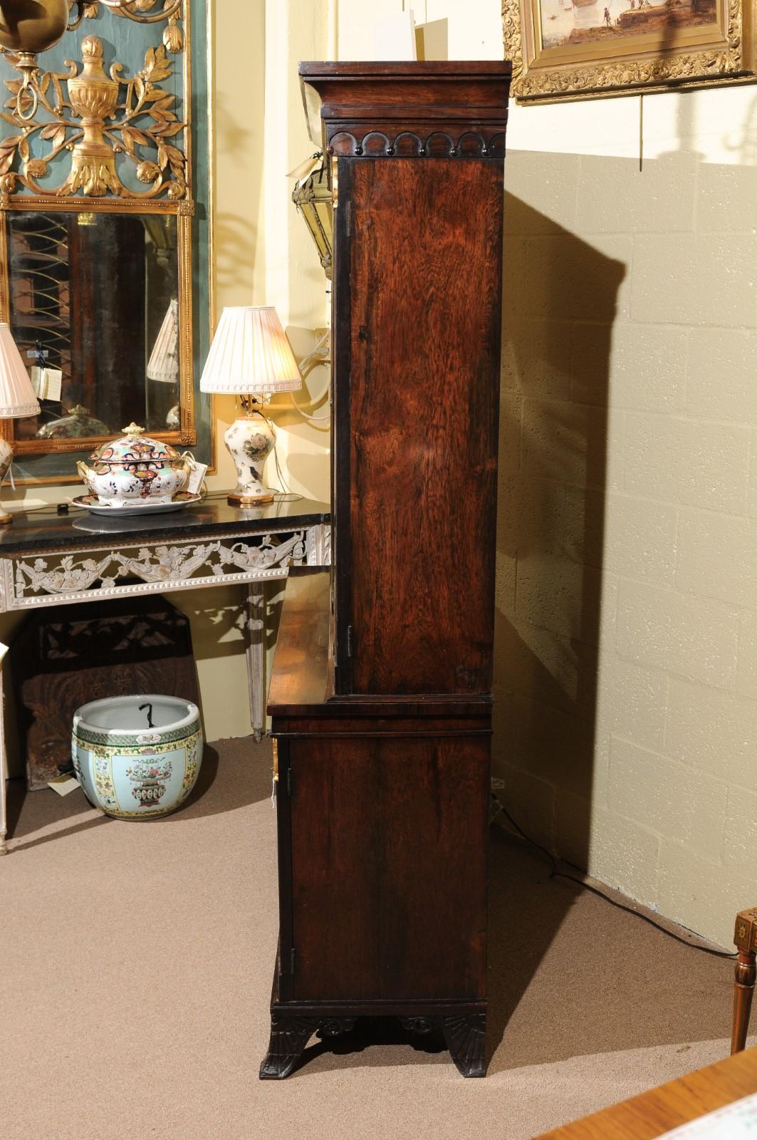 19th Century English Regency Style Rosewood Bookcase/Cabinet with Gilt Accents For Sale 12