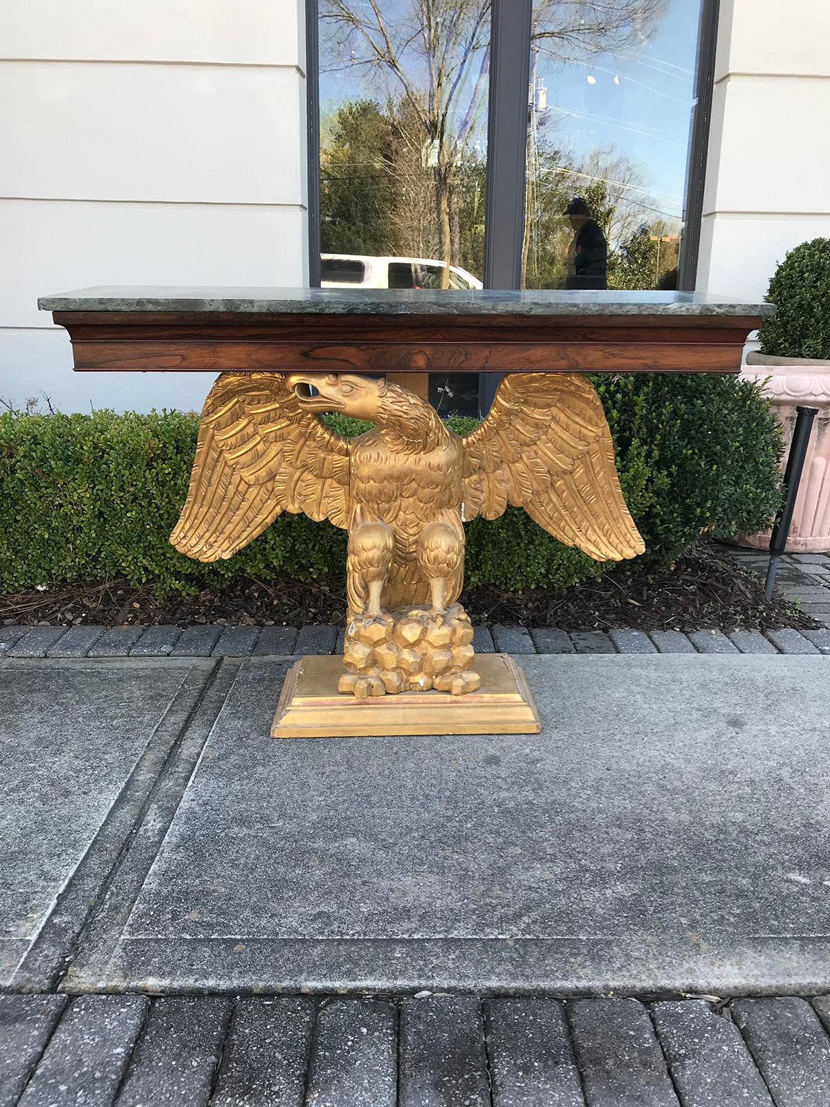 19th Century English Regency Style Rosewood Marble Top Eagle Console In Good Condition In Atlanta, GA