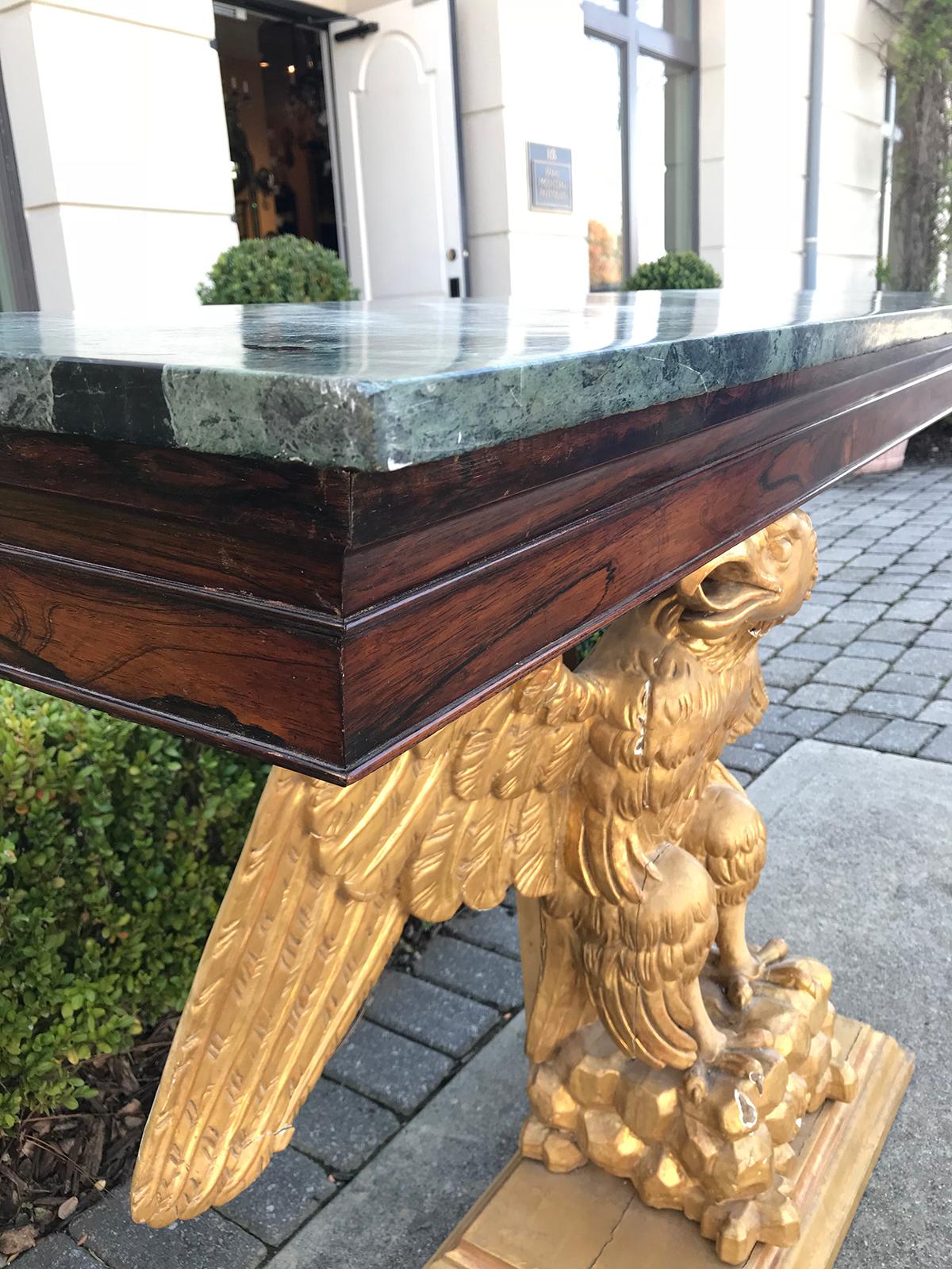 19th Century English Regency Style Rosewood Marble Top Eagle Console 6
