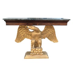 19th Century English Regency Style Rosewood Marble Top Eagle Console