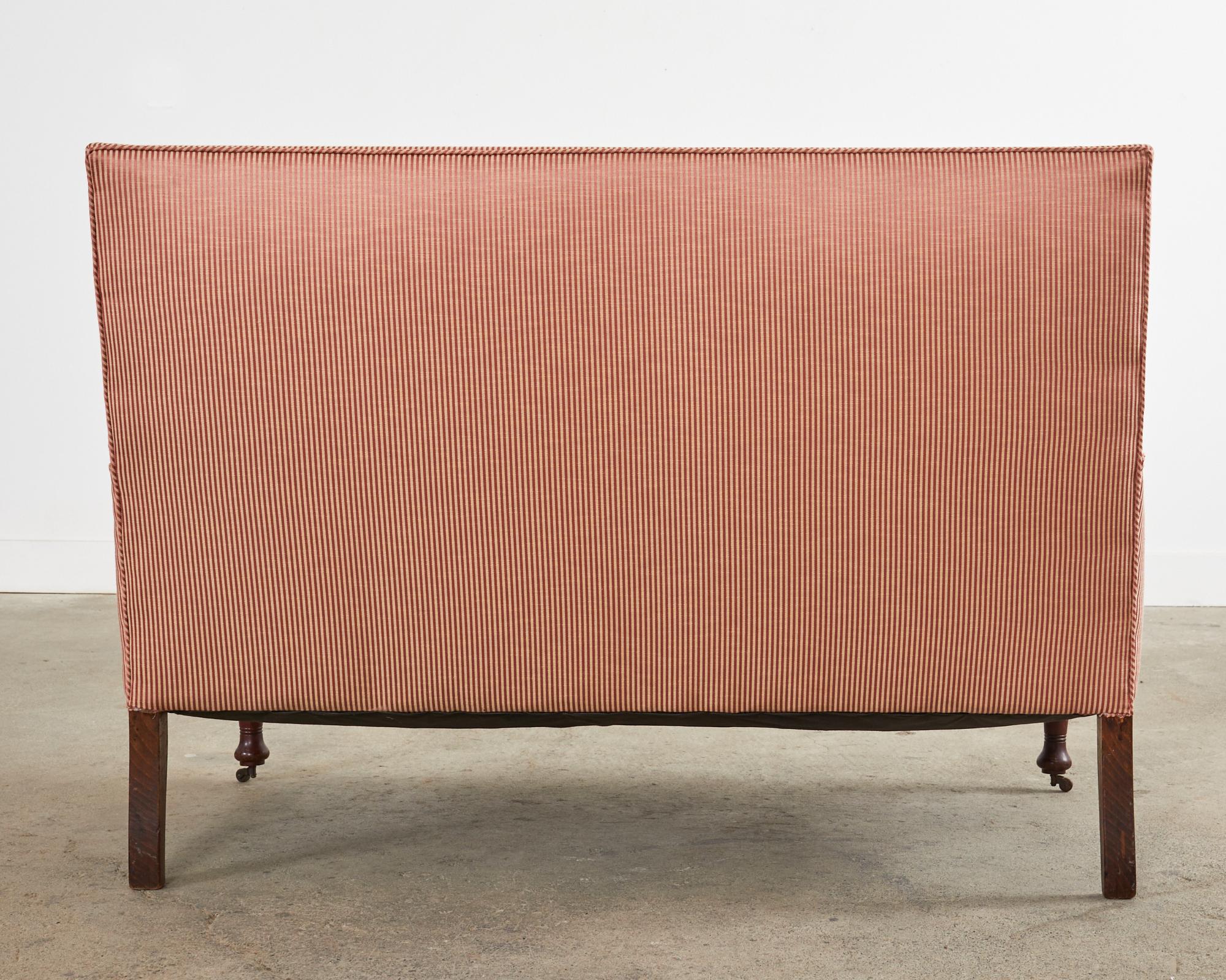 19th Century English Regency Style Upholstered Mahogany Sofa Settee For Sale 10