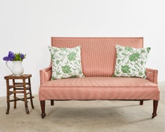 19th Century English Regency Style Upholstered Mahogany Sofa Settee