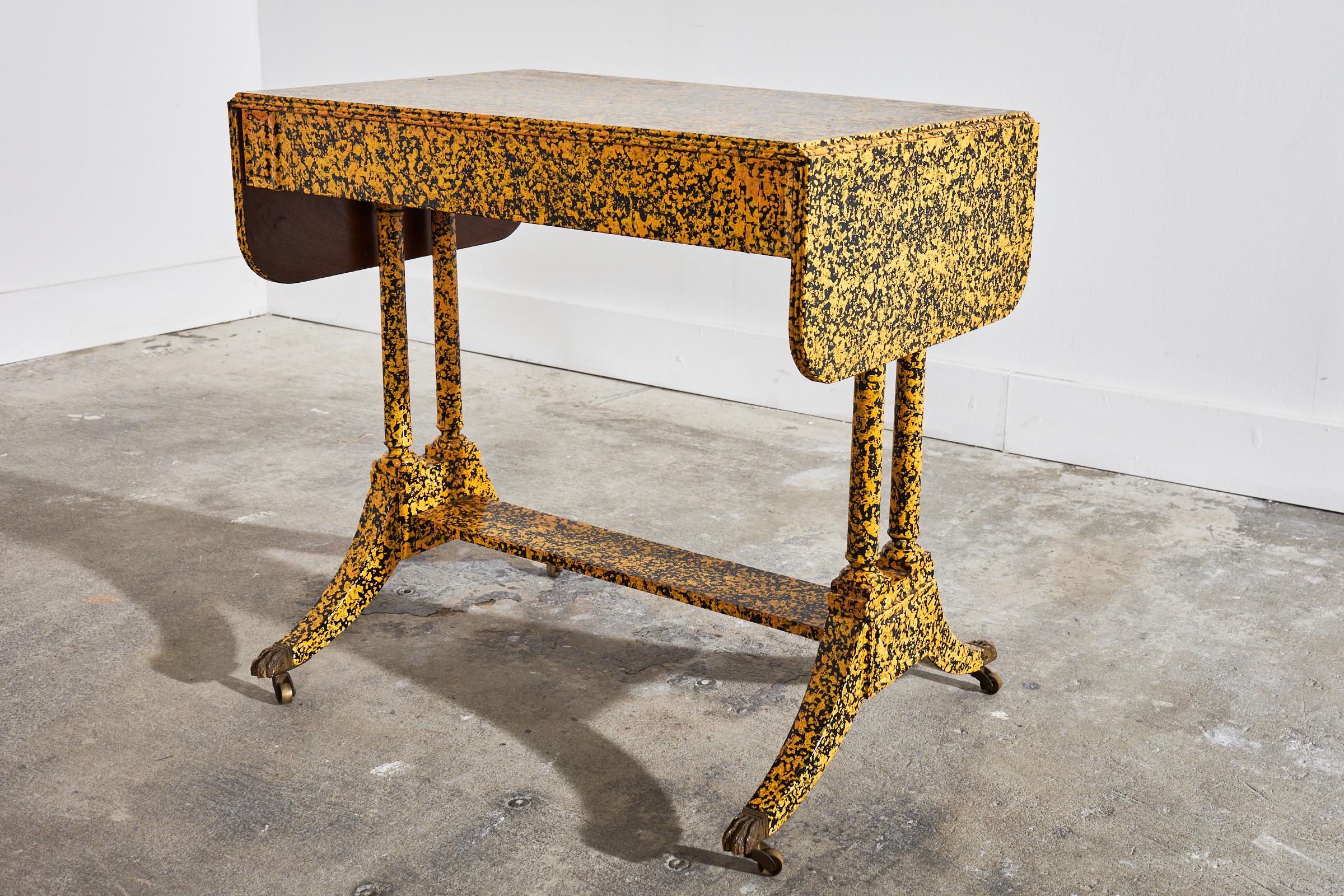 19th Century English Regency Style Writing Table Speckled by Ira Yeager For Sale 9