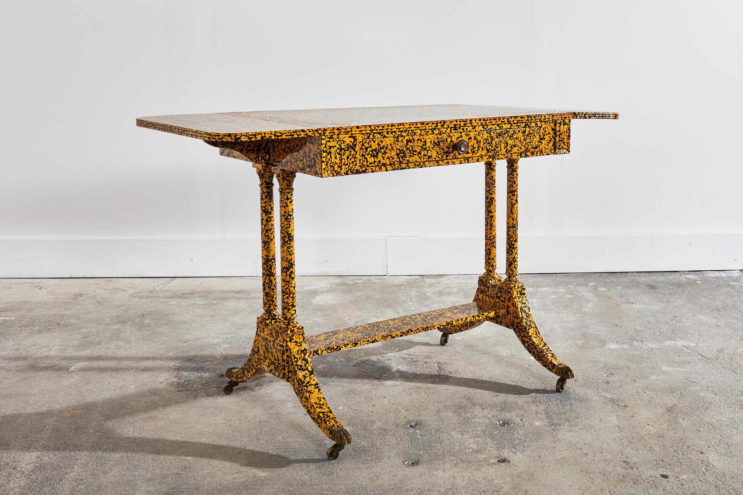 19th Century English Regency Style Writing Table Speckled by Ira Yeager For Sale 11
