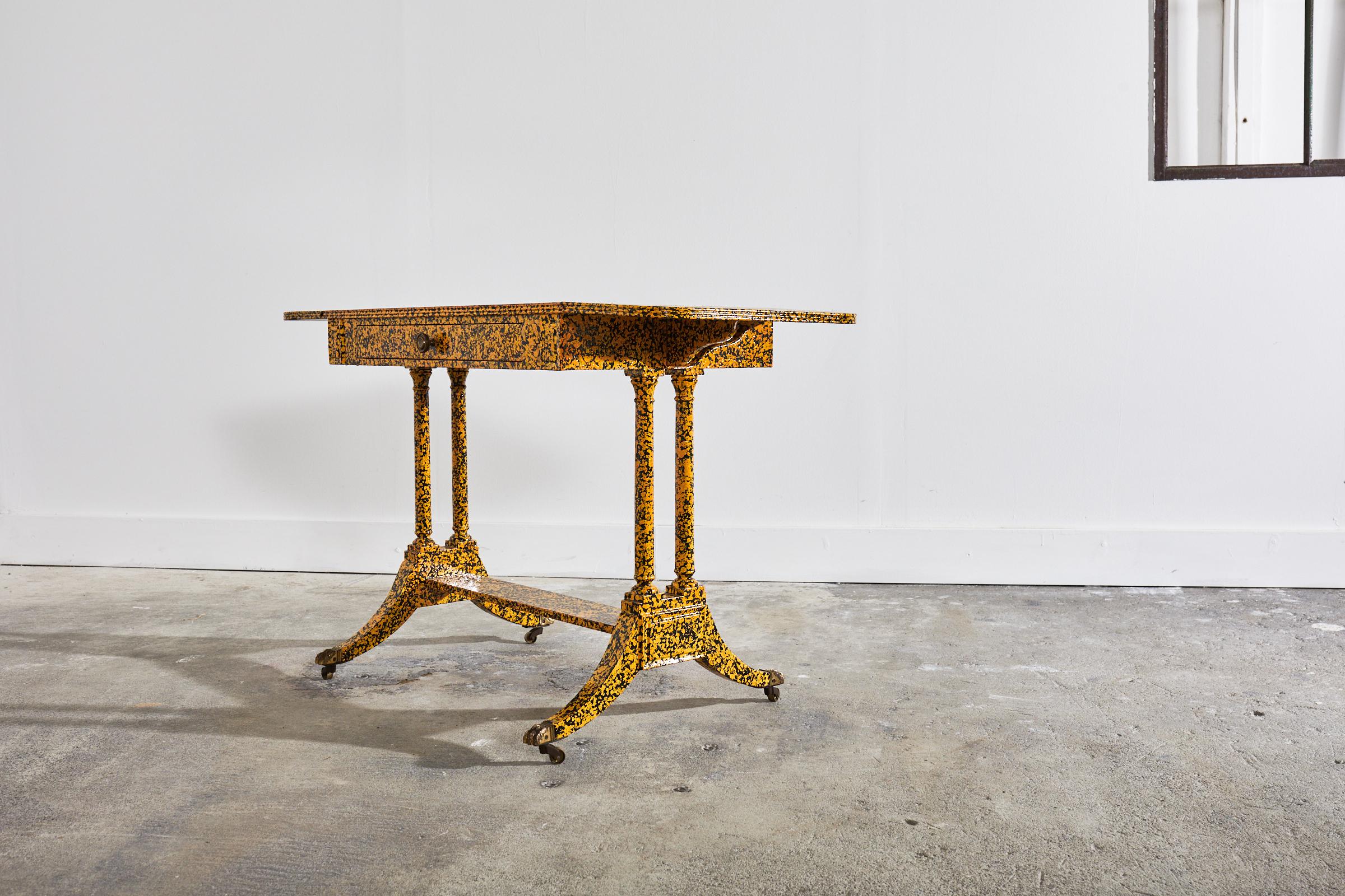 19th Century English Regency Style Writing Table Speckled by Ira Yeager For Sale 14