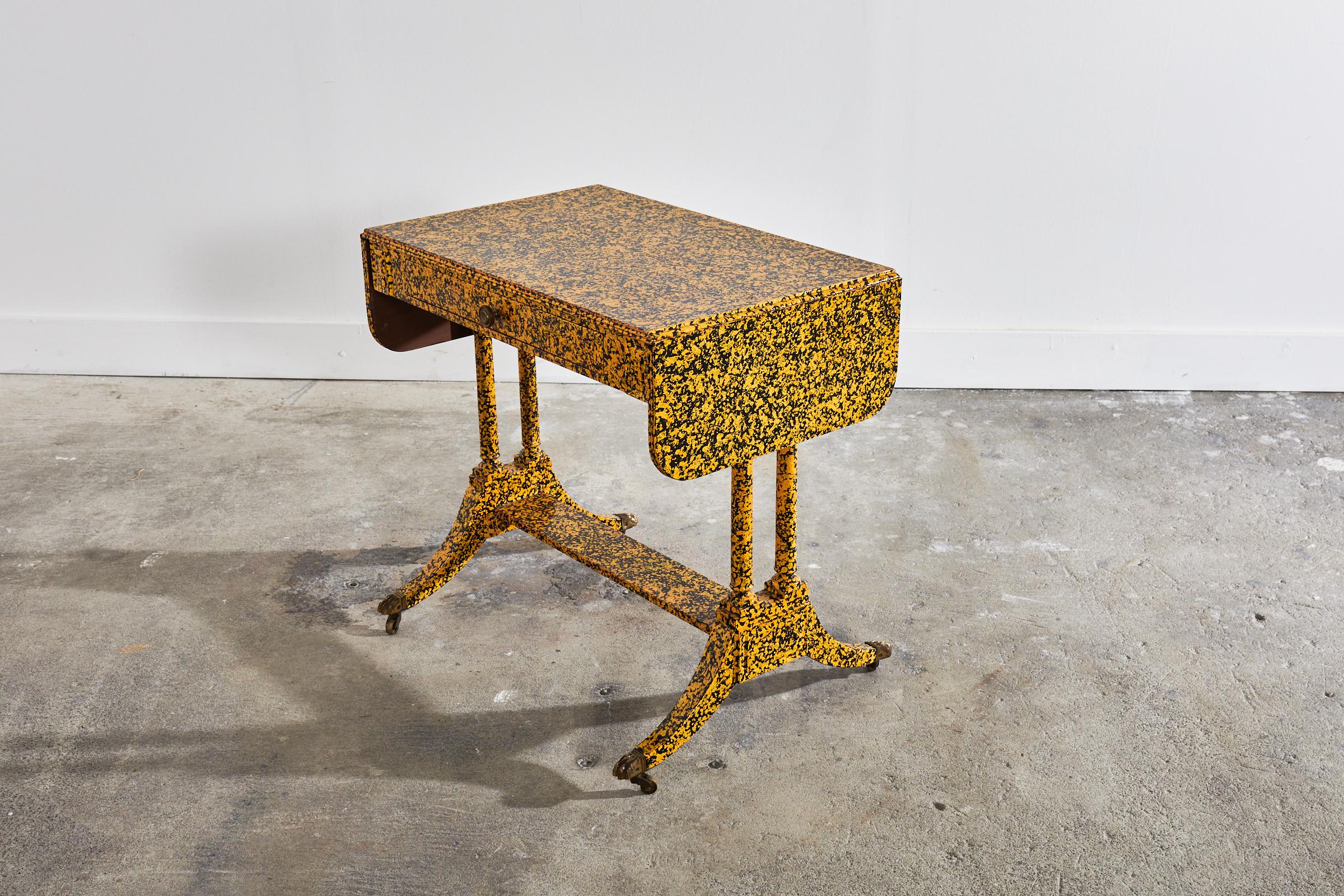 Painted 19th Century English Regency Style Writing Table Speckled by Ira Yeager For Sale