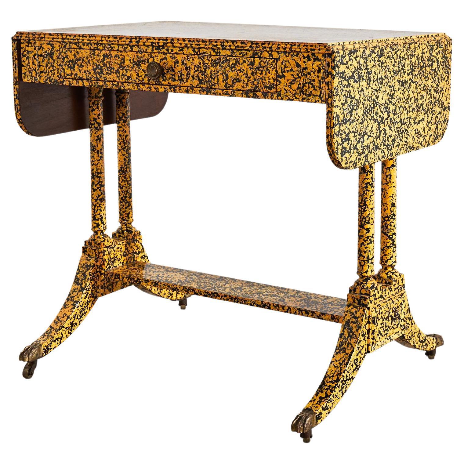 19th Century English Regency Style Writing Table Speckled by Ira Yeager For Sale