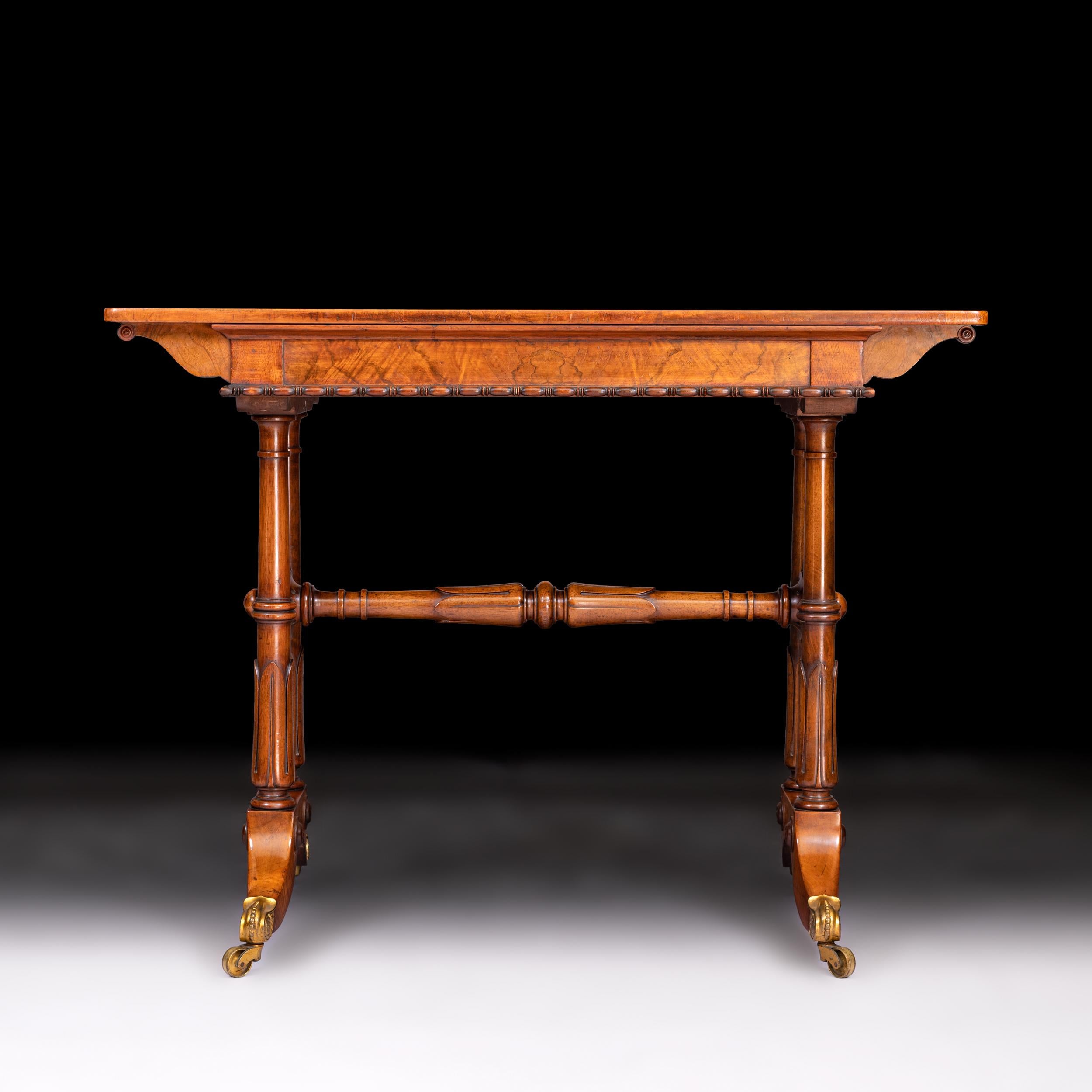 19th Century English Regency Walnut Writing Table in the Manner of Holland &Sons For Sale 2