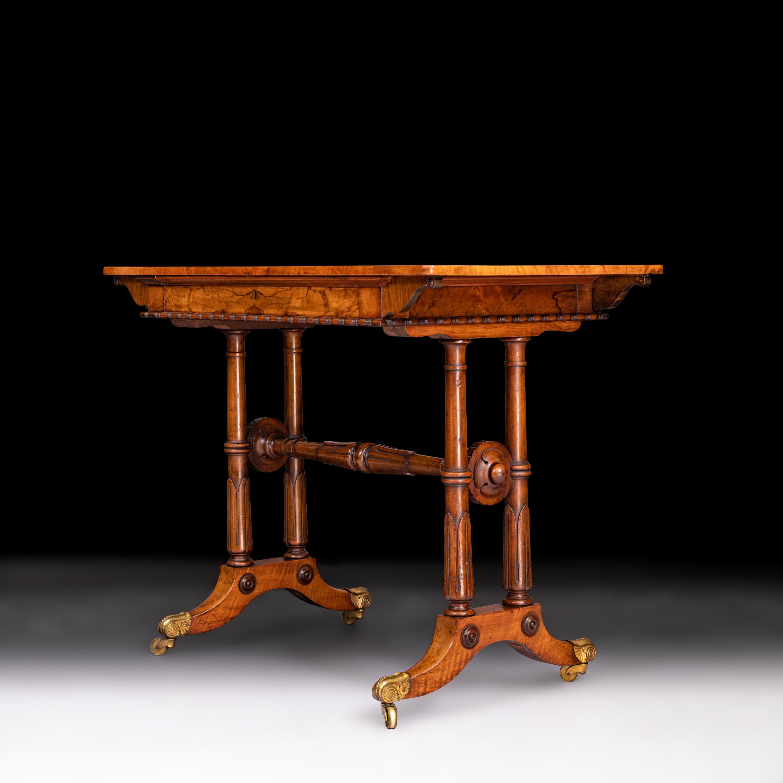 19th Century English Regency Walnut Writing Table in the Manner of Holland &Sons For Sale 3