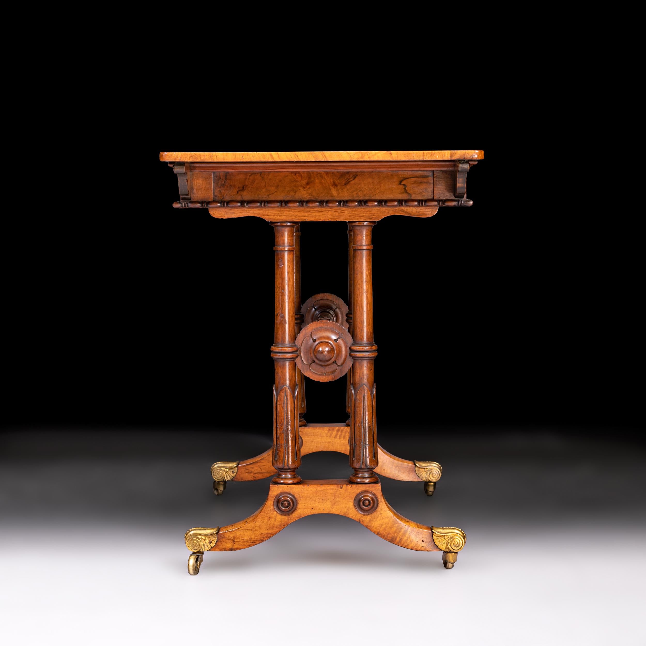 19th Century English Regency Walnut Writing Table in the Manner of Holland &Sons For Sale 4