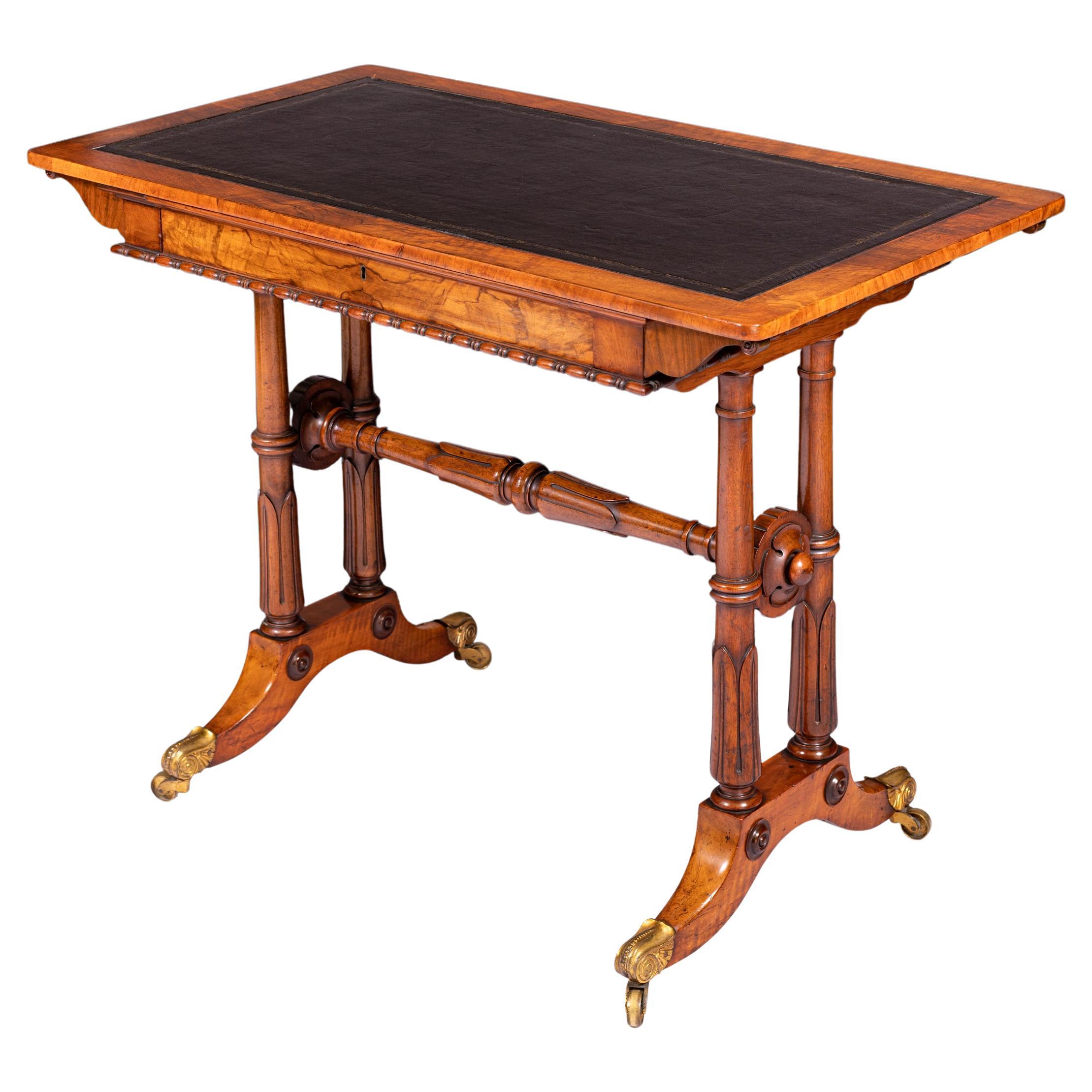 19th Century English Regency Walnut Writing Table in the Manner of Holland &Sons For Sale
