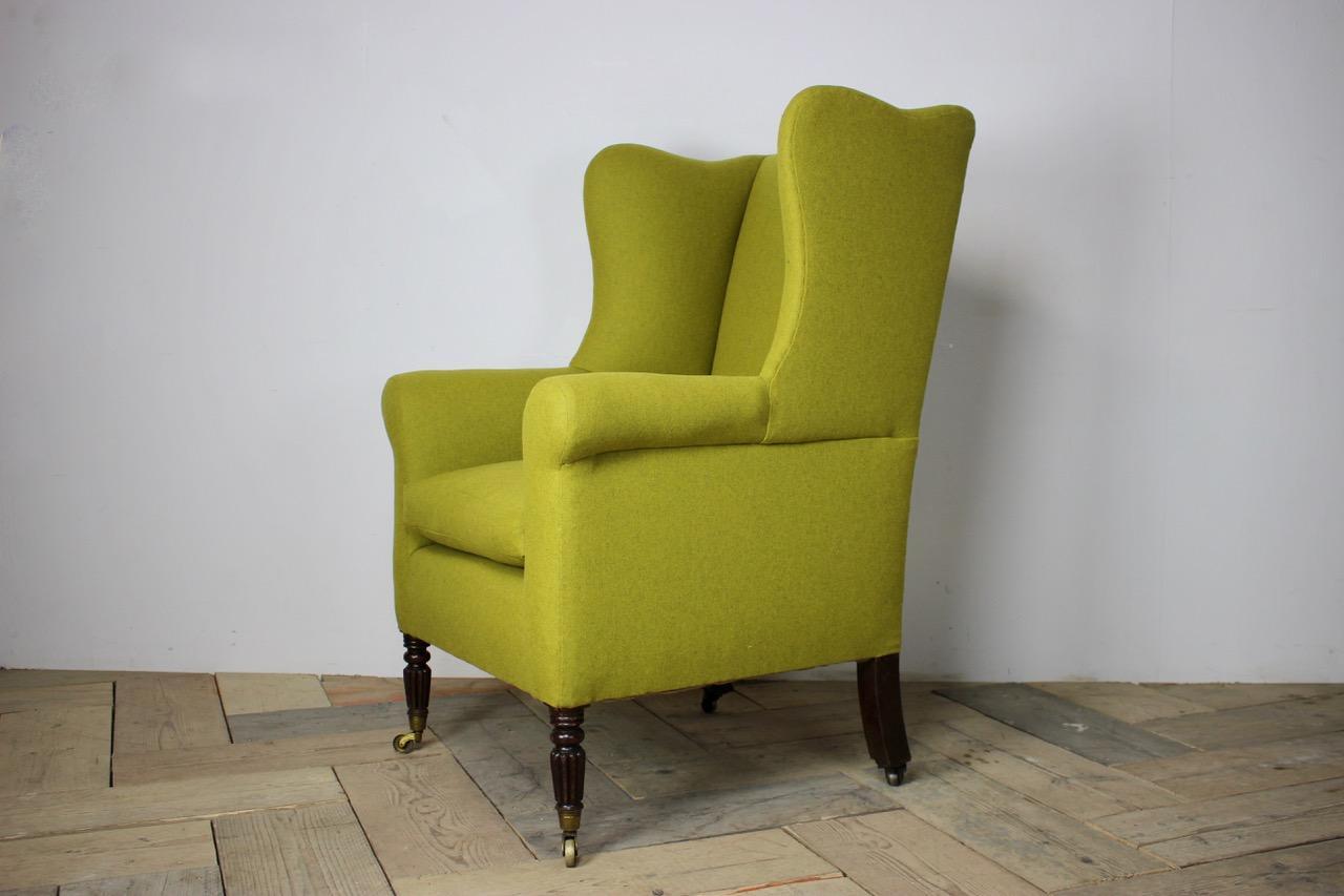 Fabric 19th Century English Regency Wingback Armchair