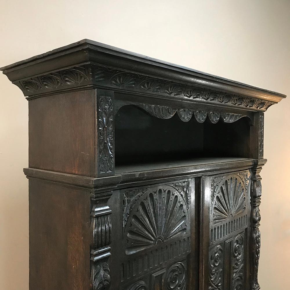 Oak 19th Century English Renaissance Armoire, Wardrobe, Cabinet