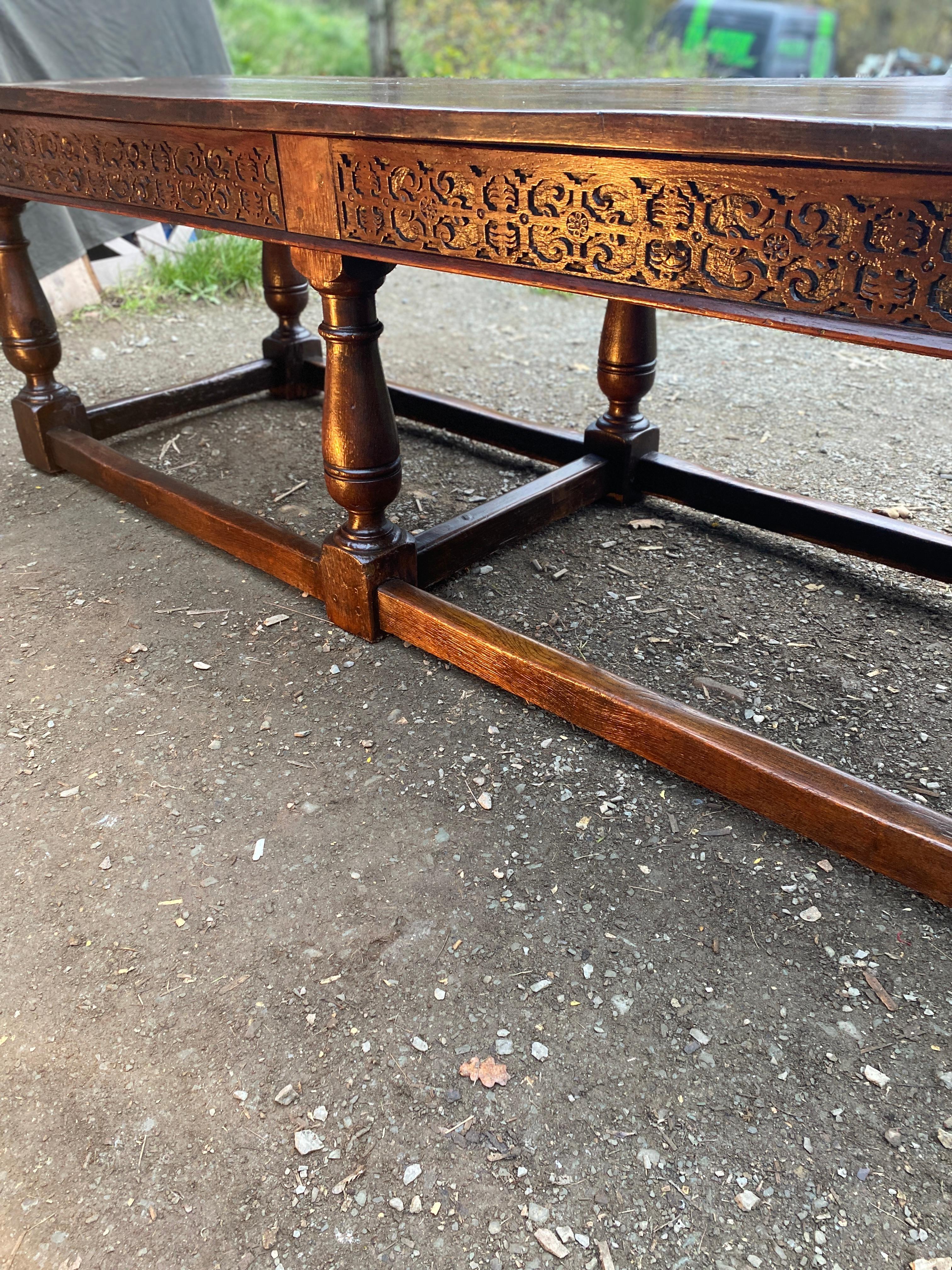 19th Century English Renaissance Console Table with 6 Large Legs 14